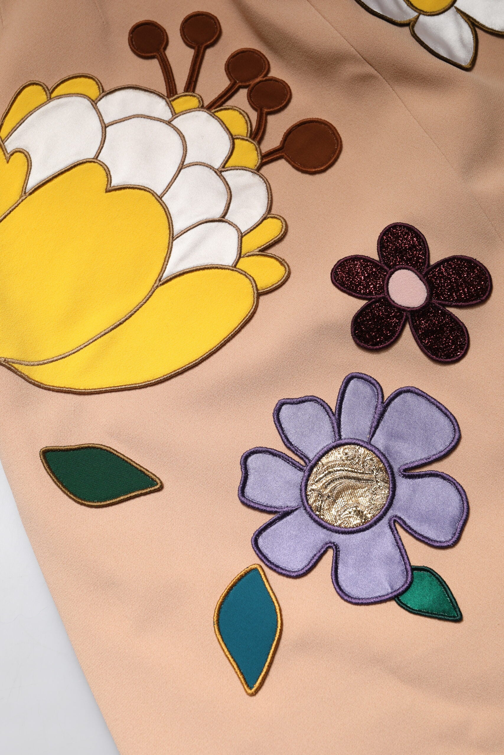 Dolce & Gabbana Beige Floral High Waist Pencil Cut Skirt | Regal Royce