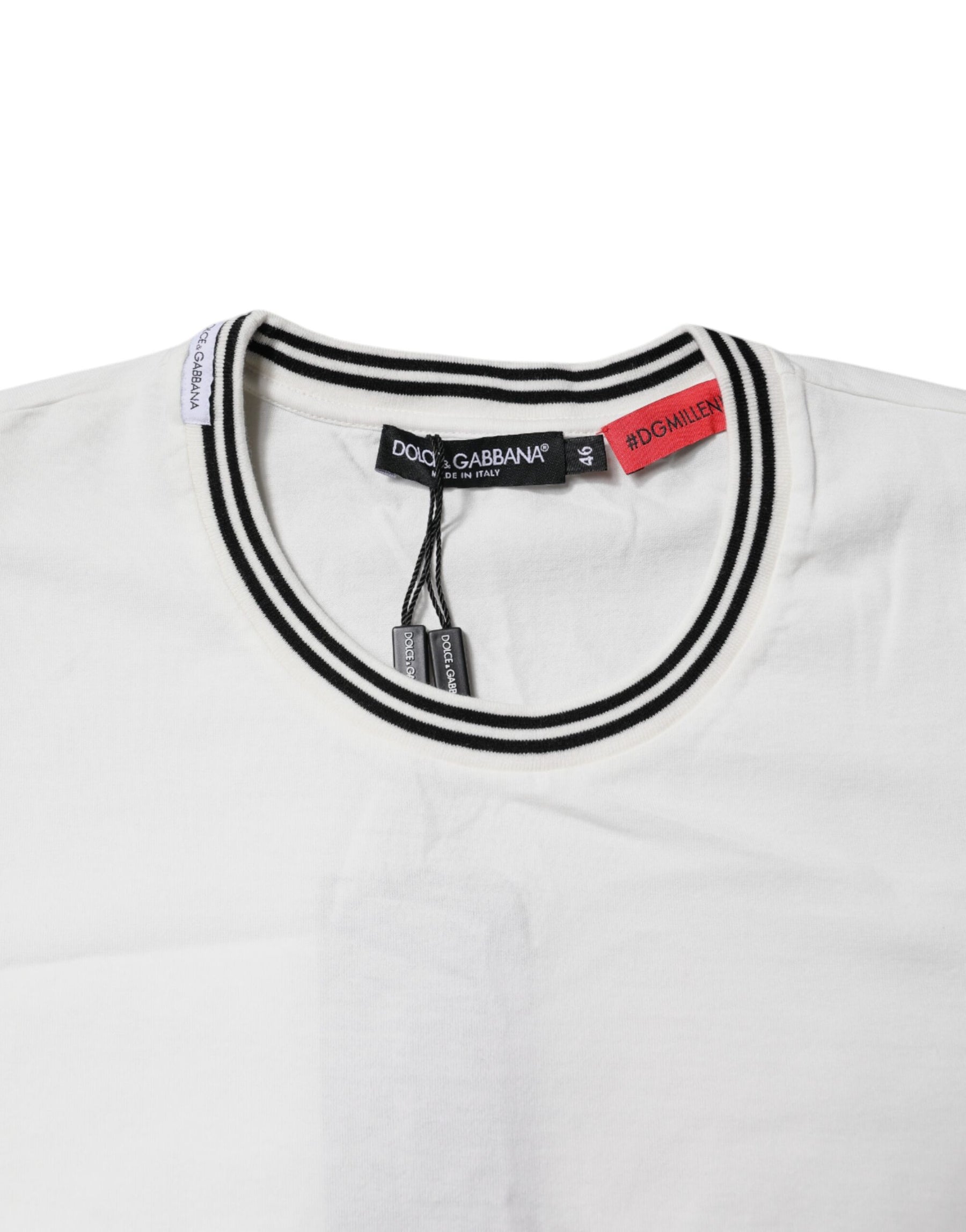 Dolce & Gabbana White #DGMillennials Cotton Crewneck T-shirt | Regal Royce