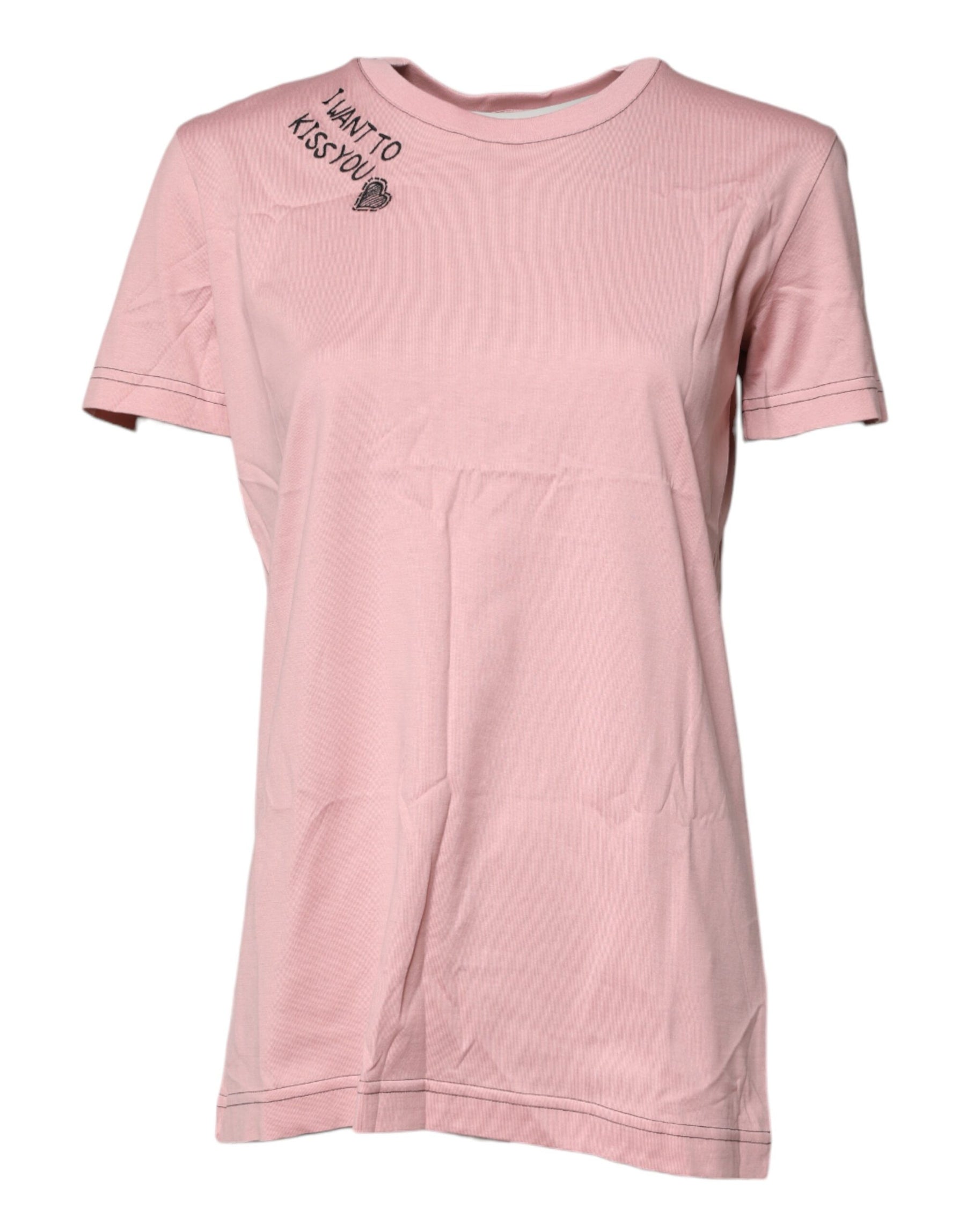 Dolce & Gabbana Pink Logo Print Cotton Crew Neck T-shirt | Regal Royce