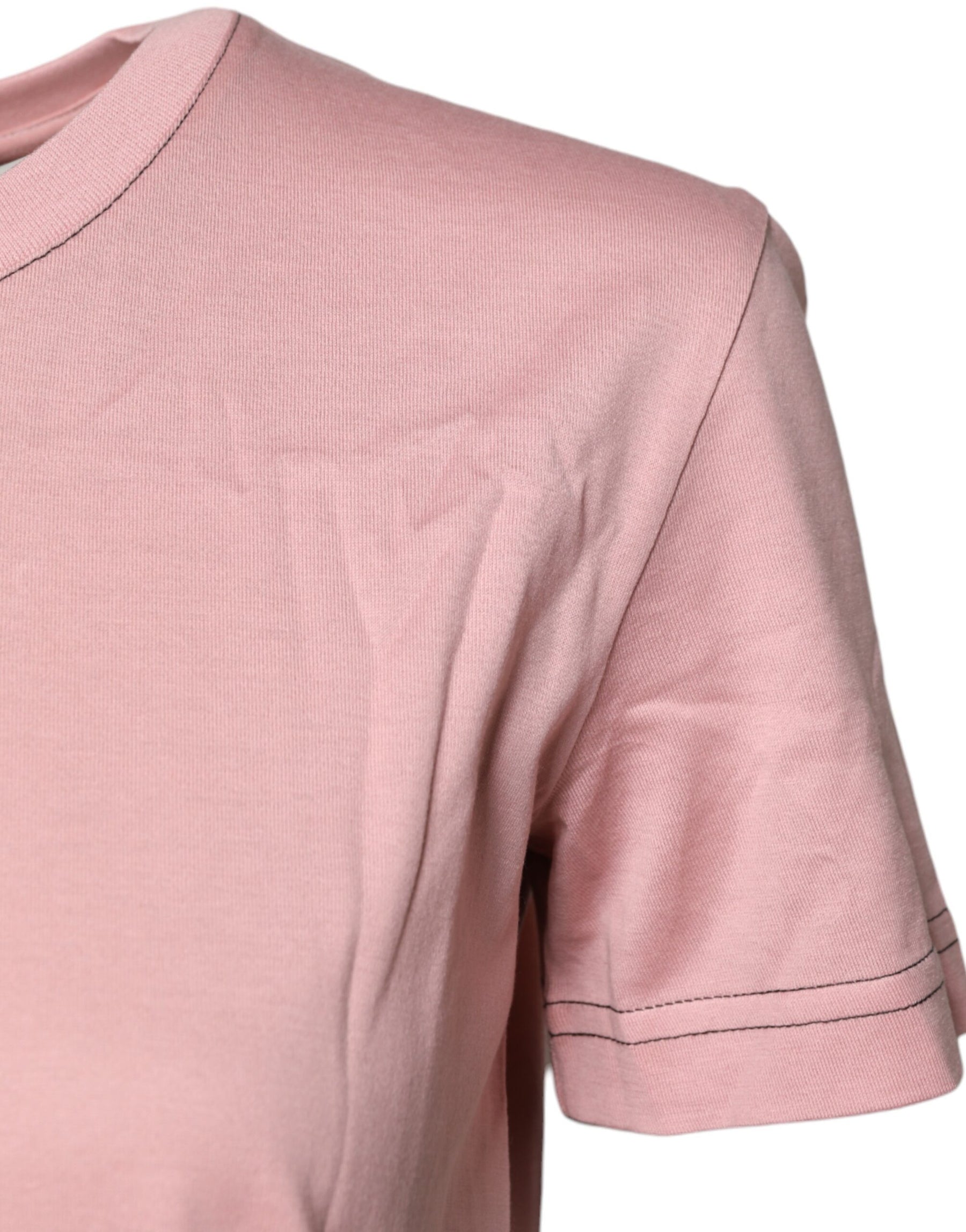 Dolce & Gabbana Pink Logo Print Cotton Crew Neck T-shirt | Regal Royce