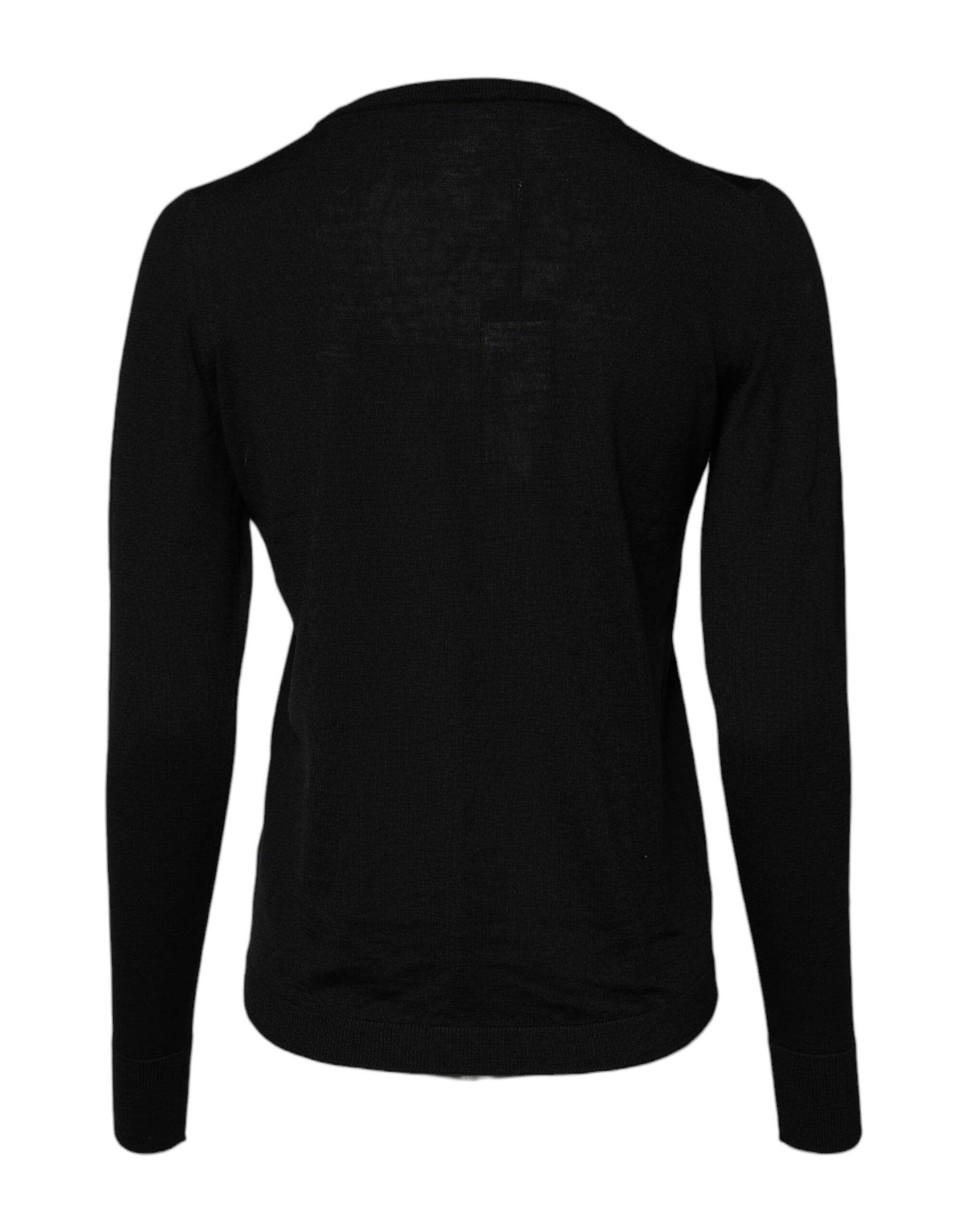 Dolce & Gabbana Black Wool Knit Crew Neck Pullover Sweater | Regal Royce