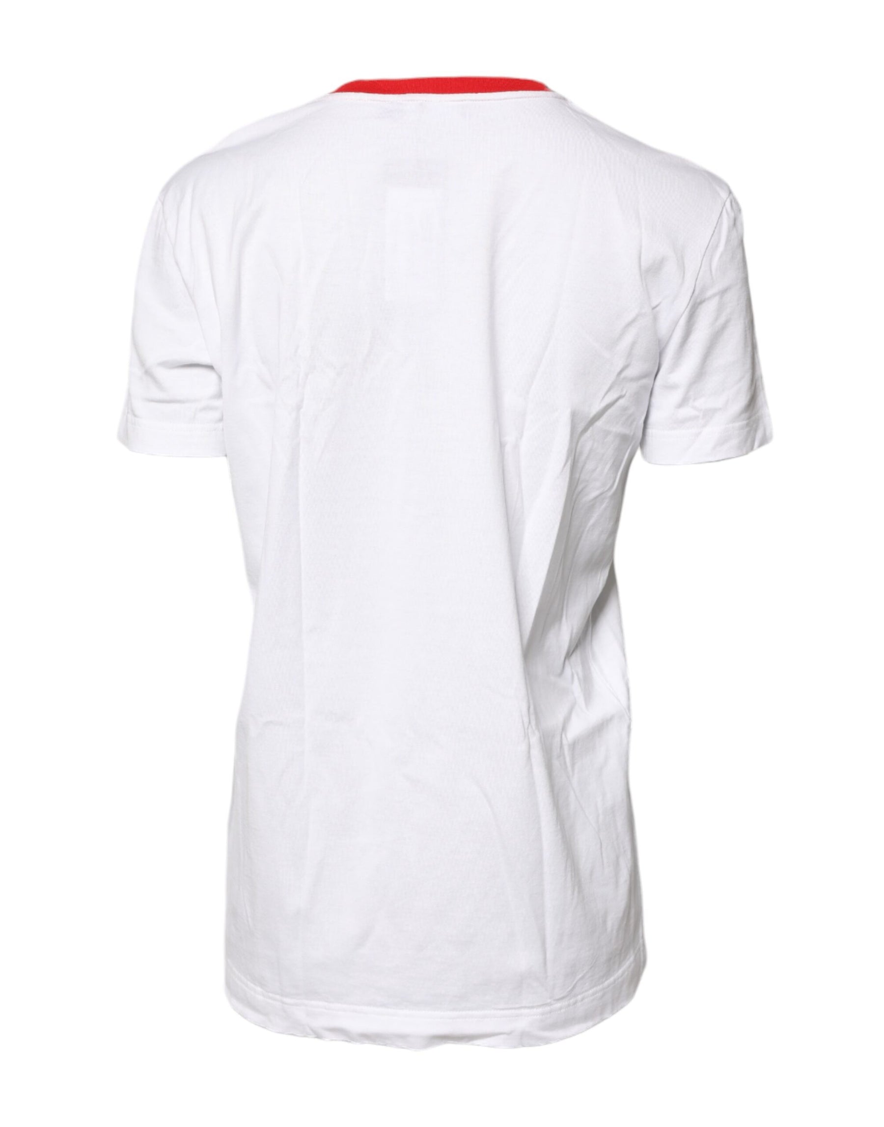 Dolce & Gabbana White Graphic Print Cotton Crew Neck T-shirt | Regal Royce