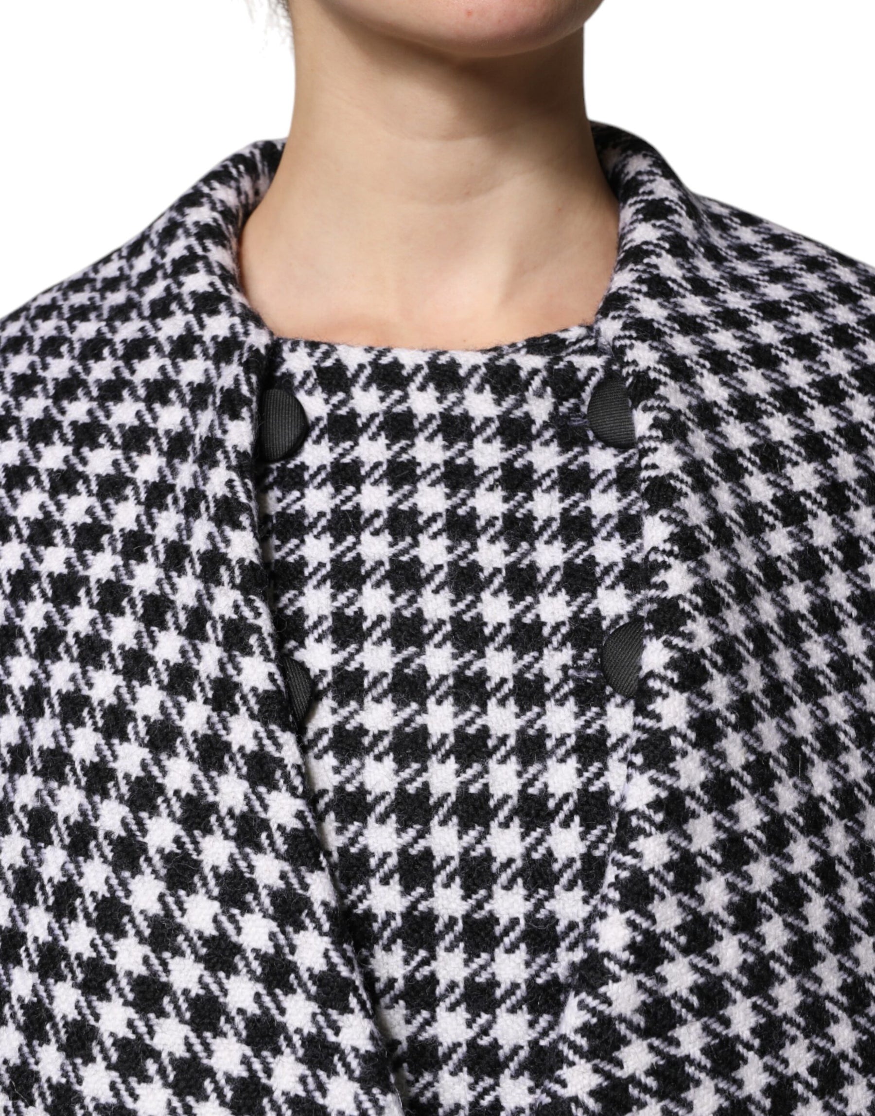 Dolce & Gabbana Black White Monochrome Patterned Floral Cape Jacket | Regal Royce