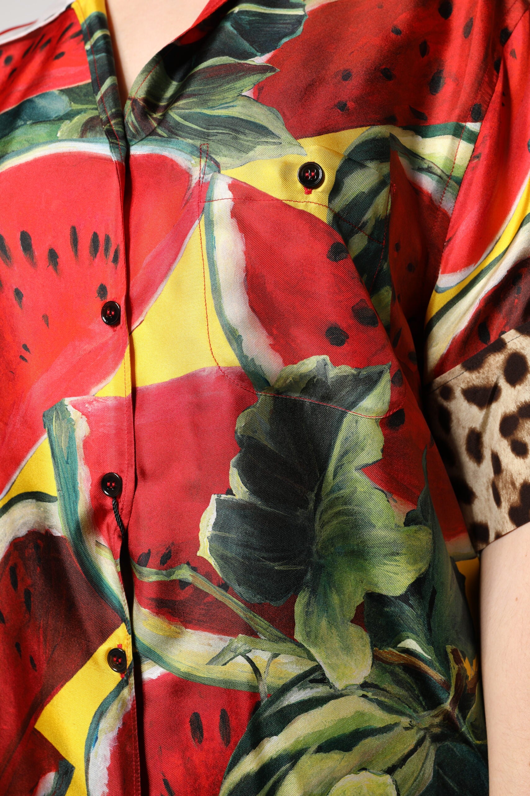 Dolce & Gabbana Multicolor Watermelon Collared Shirt Top | Regal Royce