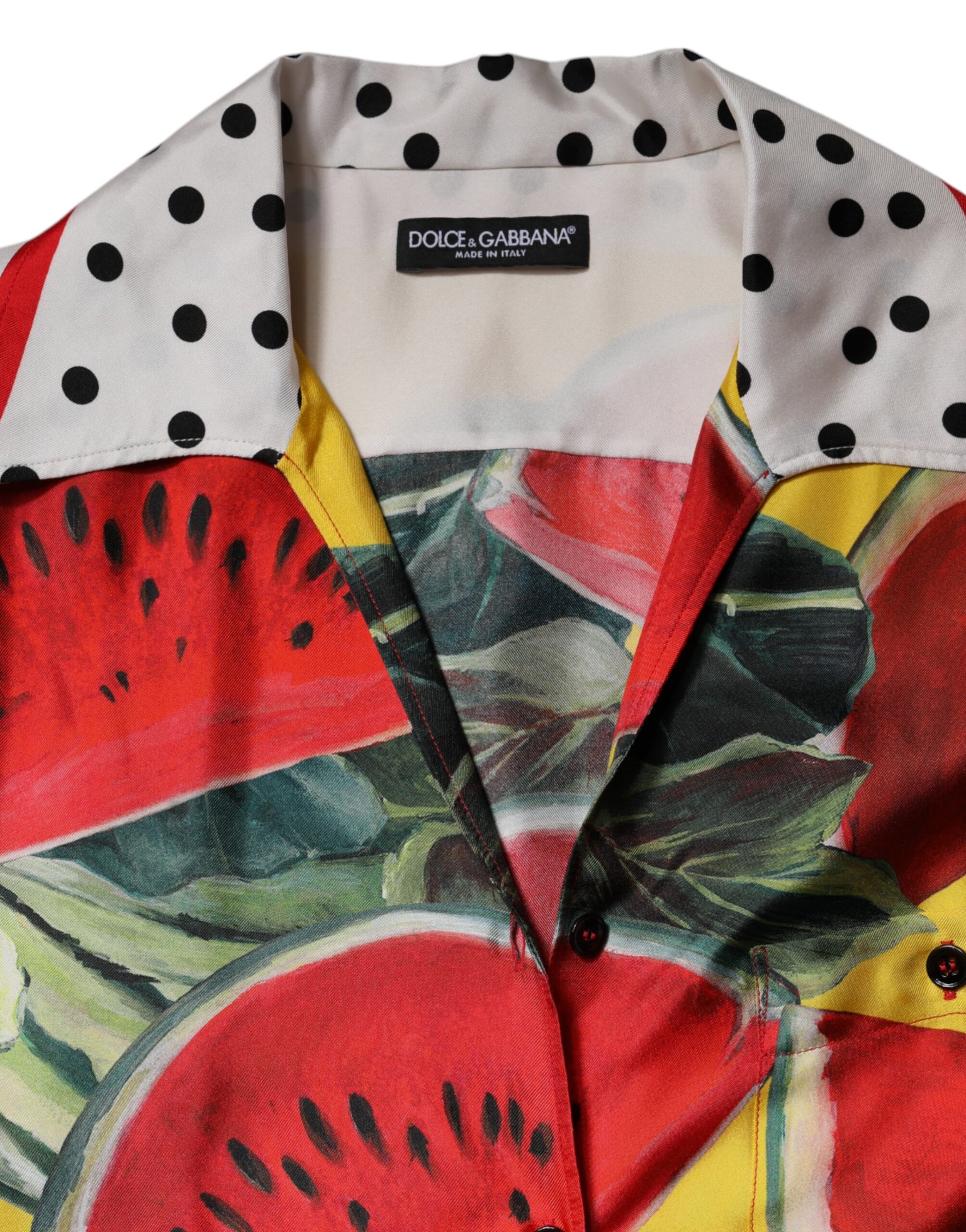 Dolce & Gabbana Multicolor Watermelon Collared Shirt Top | Regal Royce