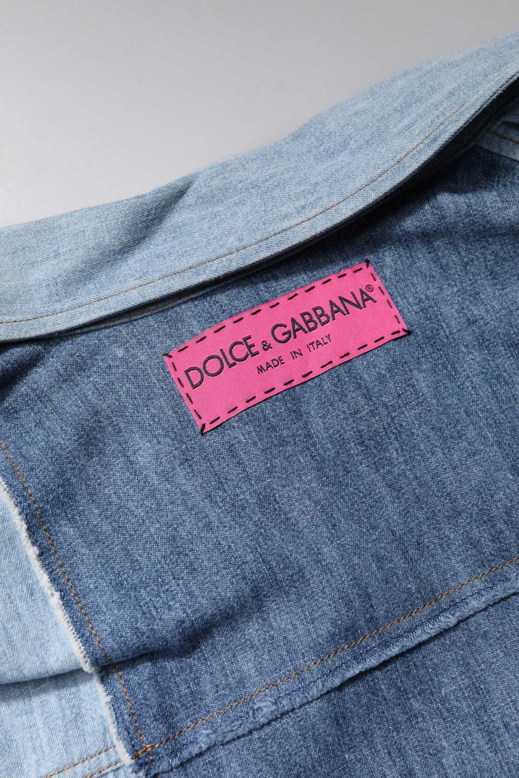 Dolce & Gabbana Blue Cotton Button Up Collared Long Sleeve Top | Regal Royce