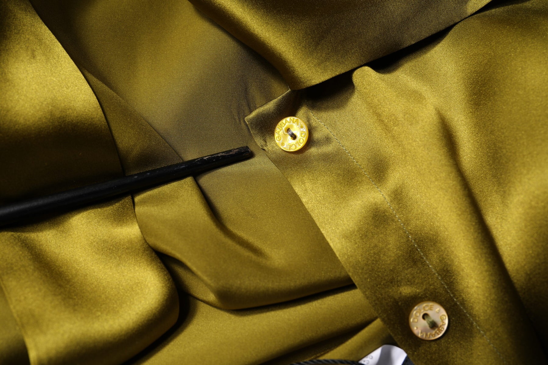 Dolce & Gabbana Olive Green Ascot Collar Long Sleeve Blouse Top | Regal Royce