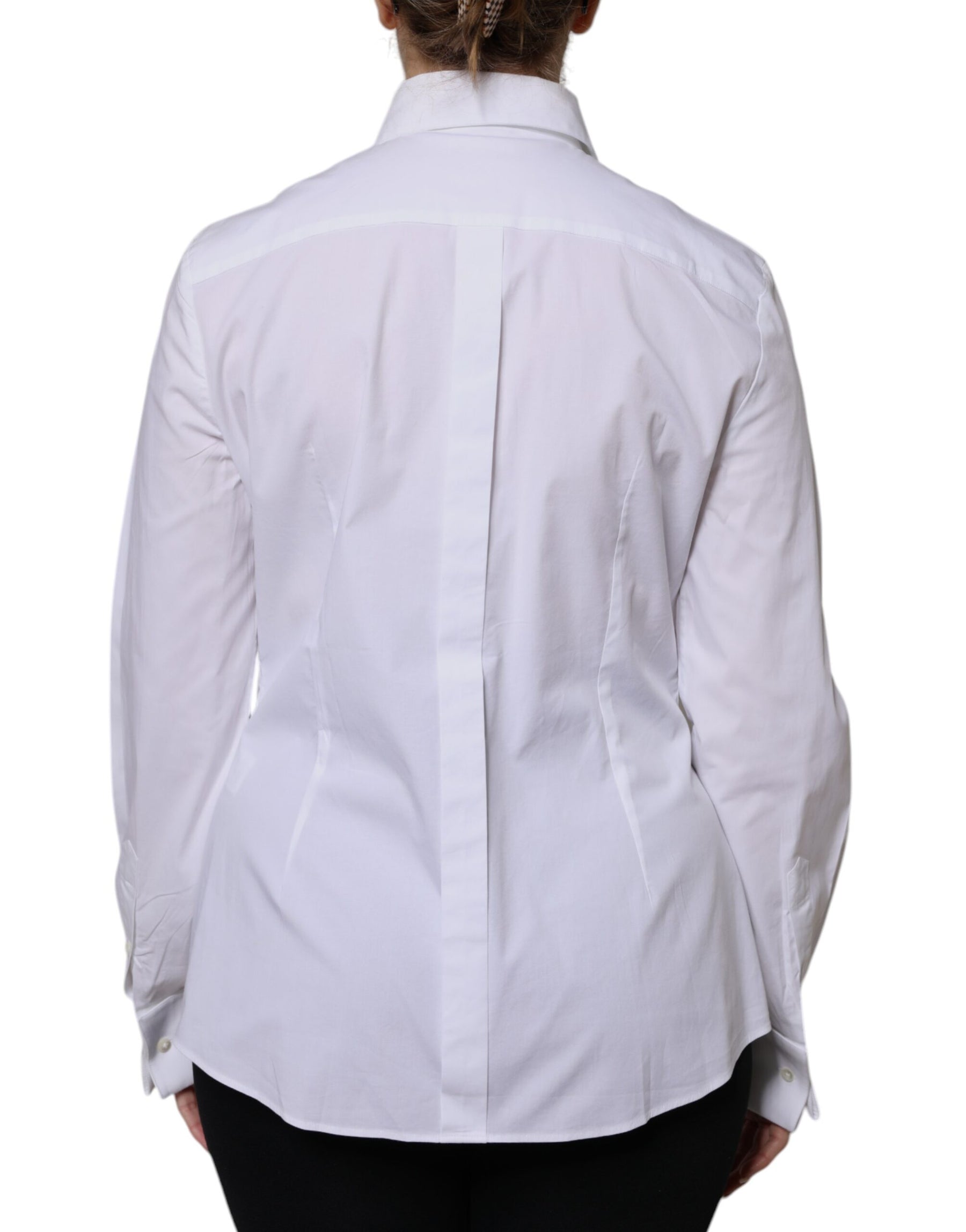Dolce & Gabbana White Cotton Dress Collared Dress Shirt Top | Regal Royce