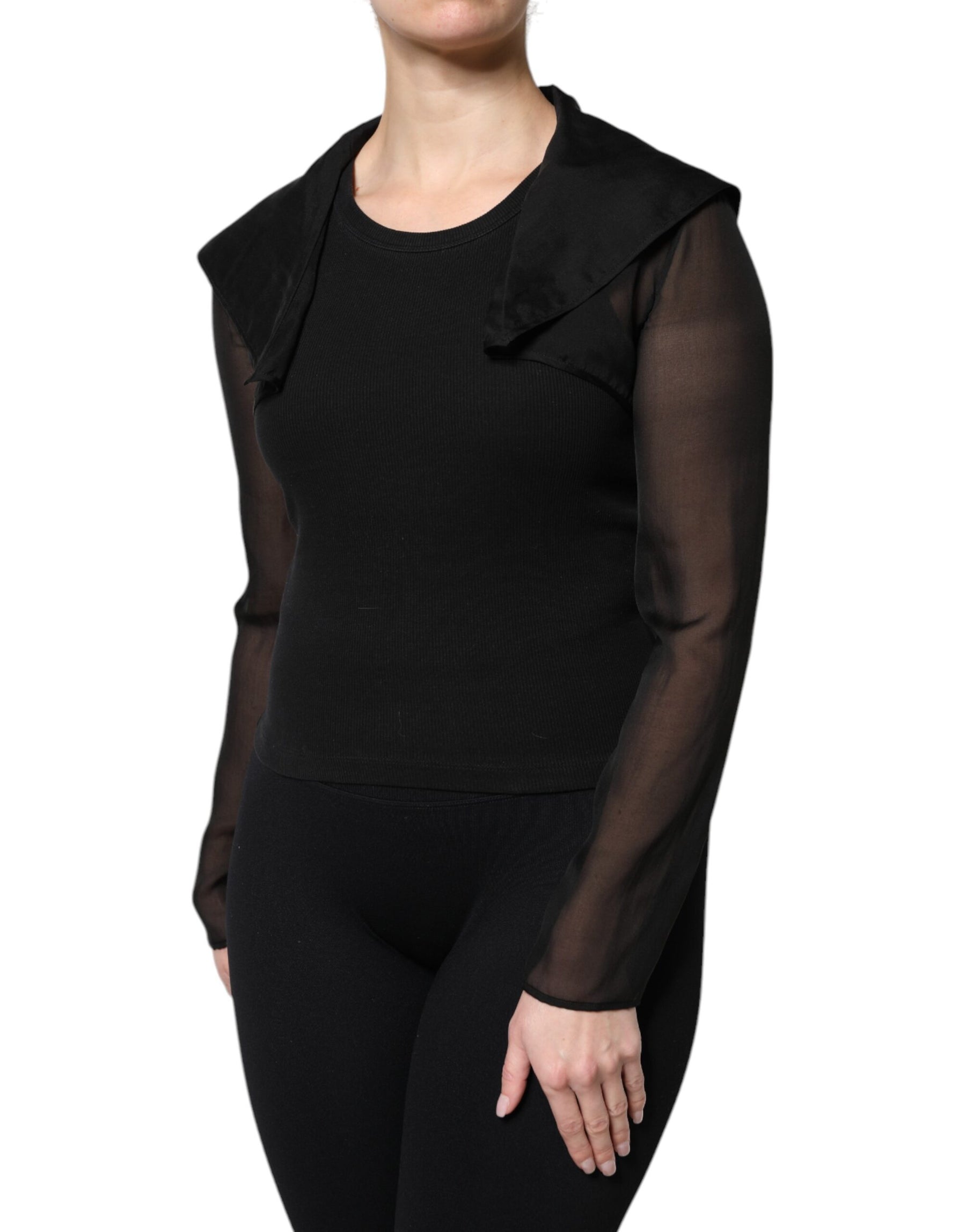 Dolce & Gabbana Black Silk Sheer Long Sleeves Blouse Top | Regal Royce