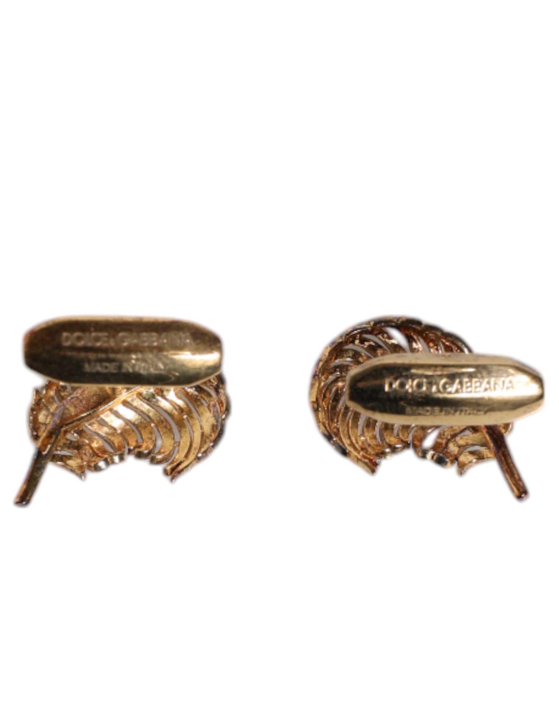 Dolce & Gabbana Gold 925 Sterling Silver Crystal Leaf Accessory Cufflink | Regal Royce