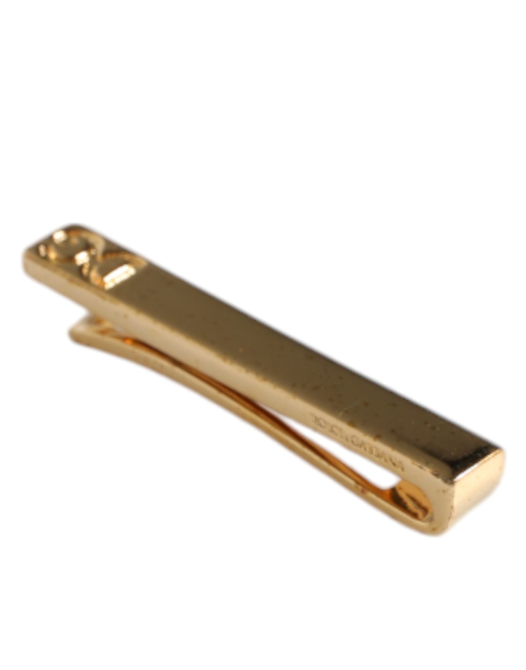 Dolce & Gabbana Gold Tone Brass Crystal Branded Accessory Tie Clip Bar | Regal Royce
