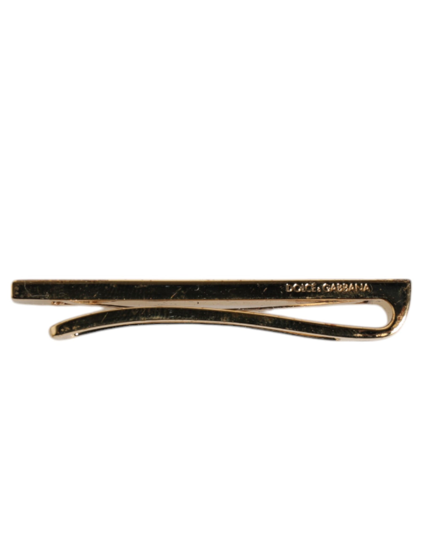 Dolce & Gabbana Gold Tone Brass Crystal Branded Accessory Tie Clip Bar | Regal Royce