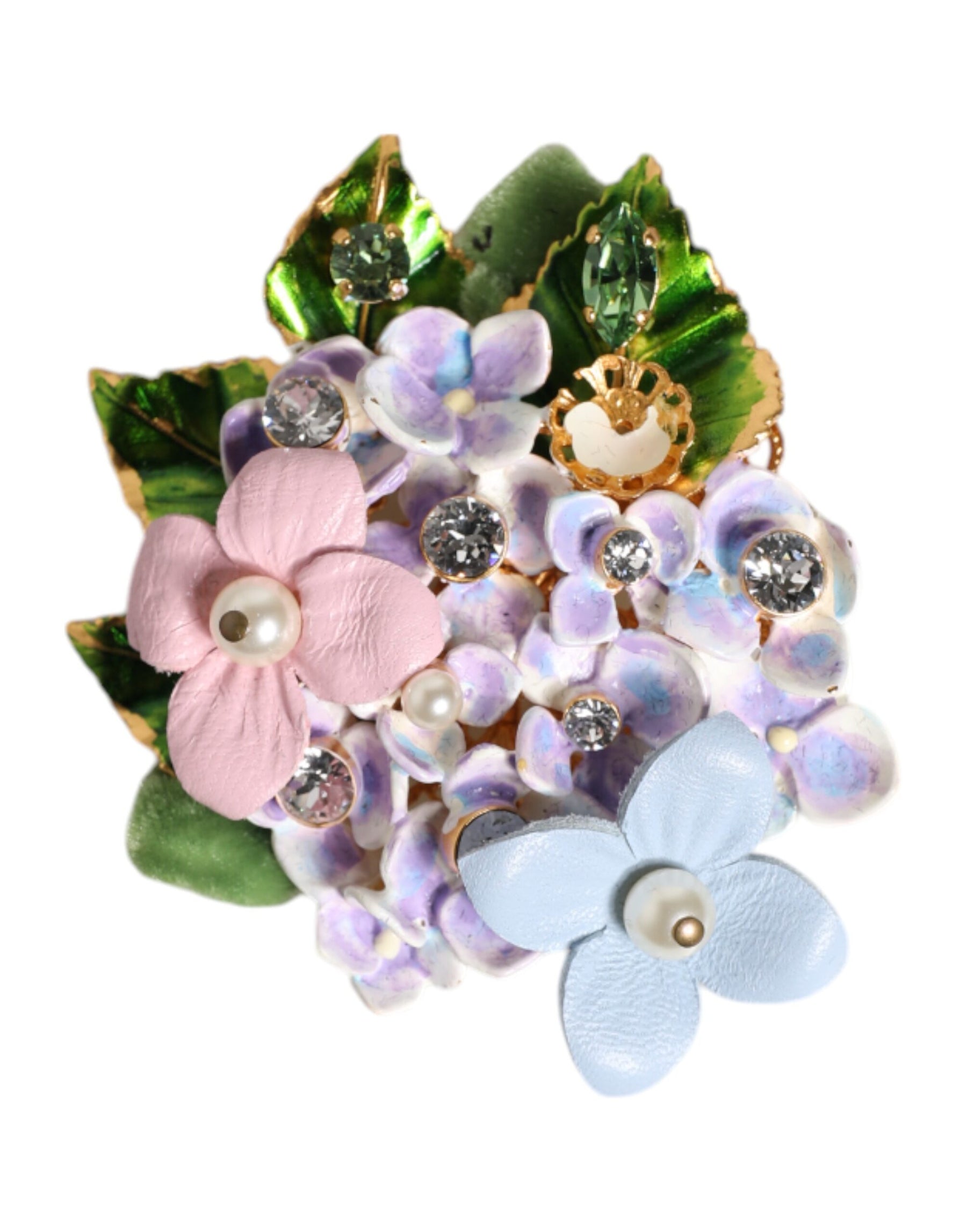 Dolce & Gabbana Multicolor Floral Crystals Pearls Enamel Accents Brooch | Regal Royce