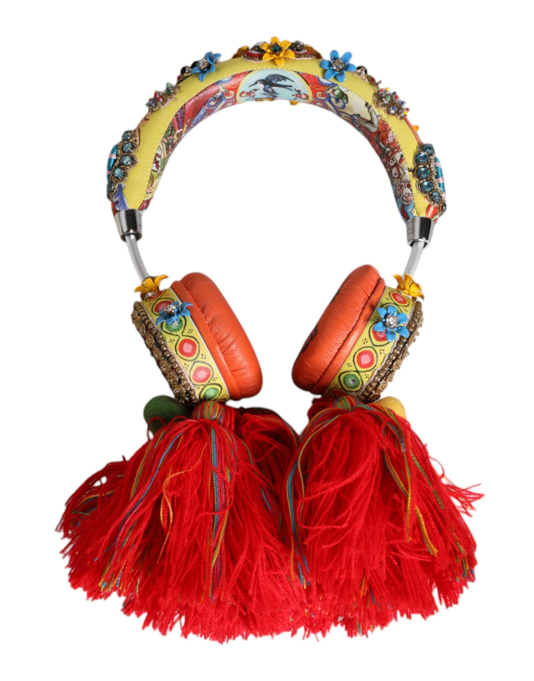 Dolce & Gabbana Multicolor Whimsical Tasseled Crystal Headset Headphones | Regal Royce