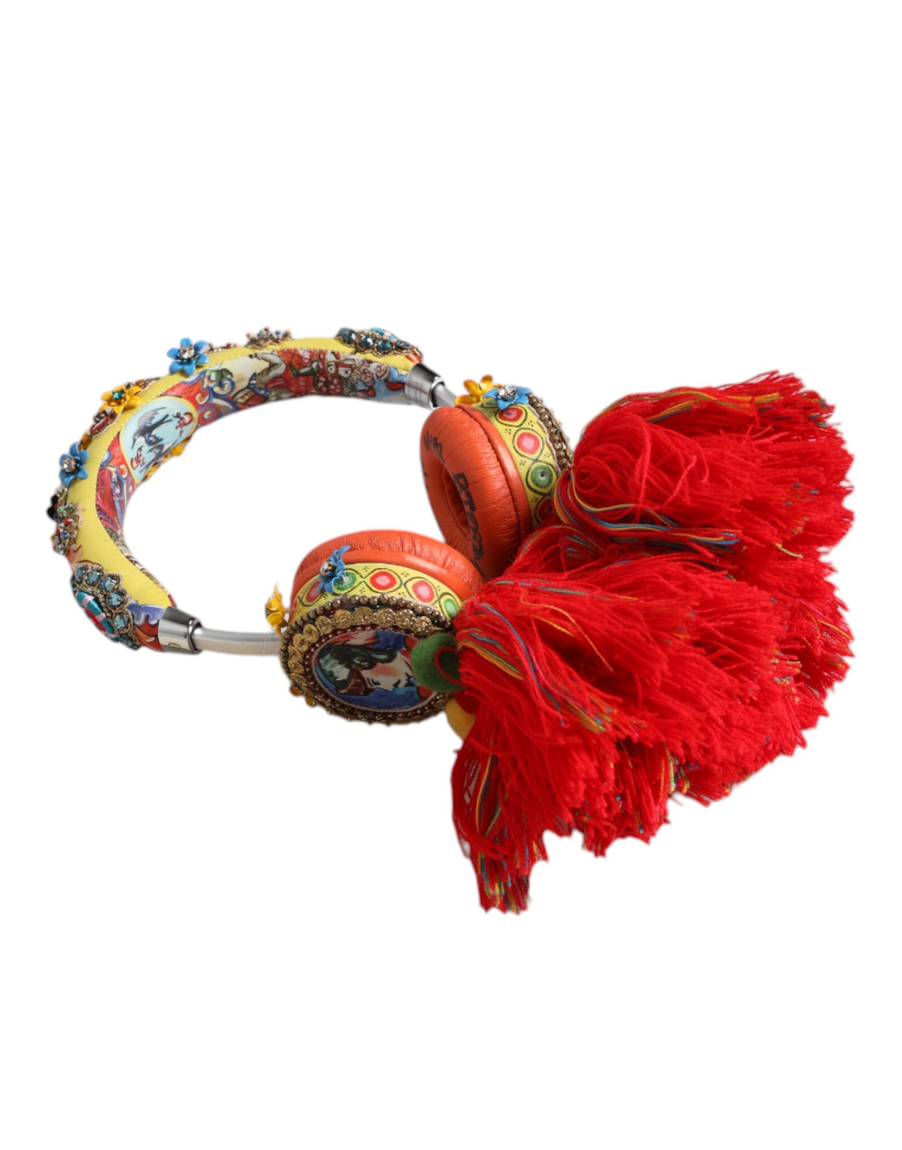 Dolce & Gabbana Multicolor Whimsical Tasseled Crystal Headset Headphones | Regal Royce
