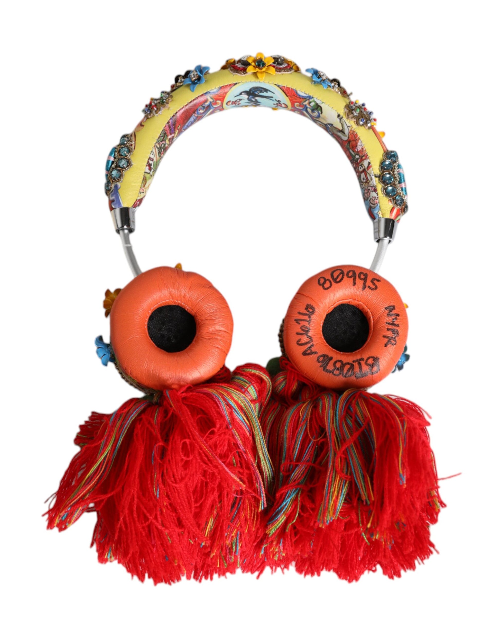 Dolce & Gabbana Multicolor Whimsical Tasseled Crystal Headset Headphones