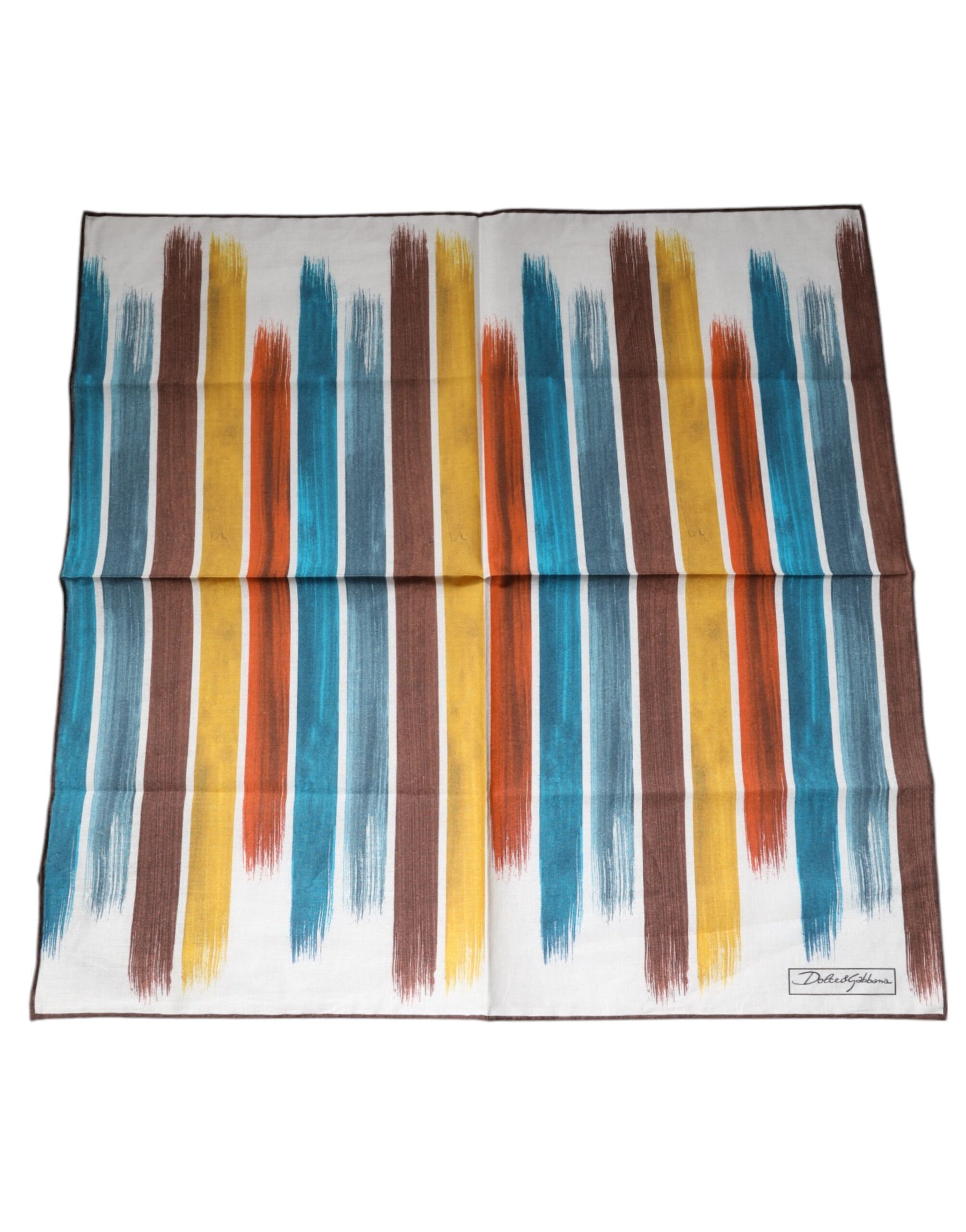 Dolce & Gabbana Multicolor Stripes Cotton Square Foulard Scarf | Regal Royce