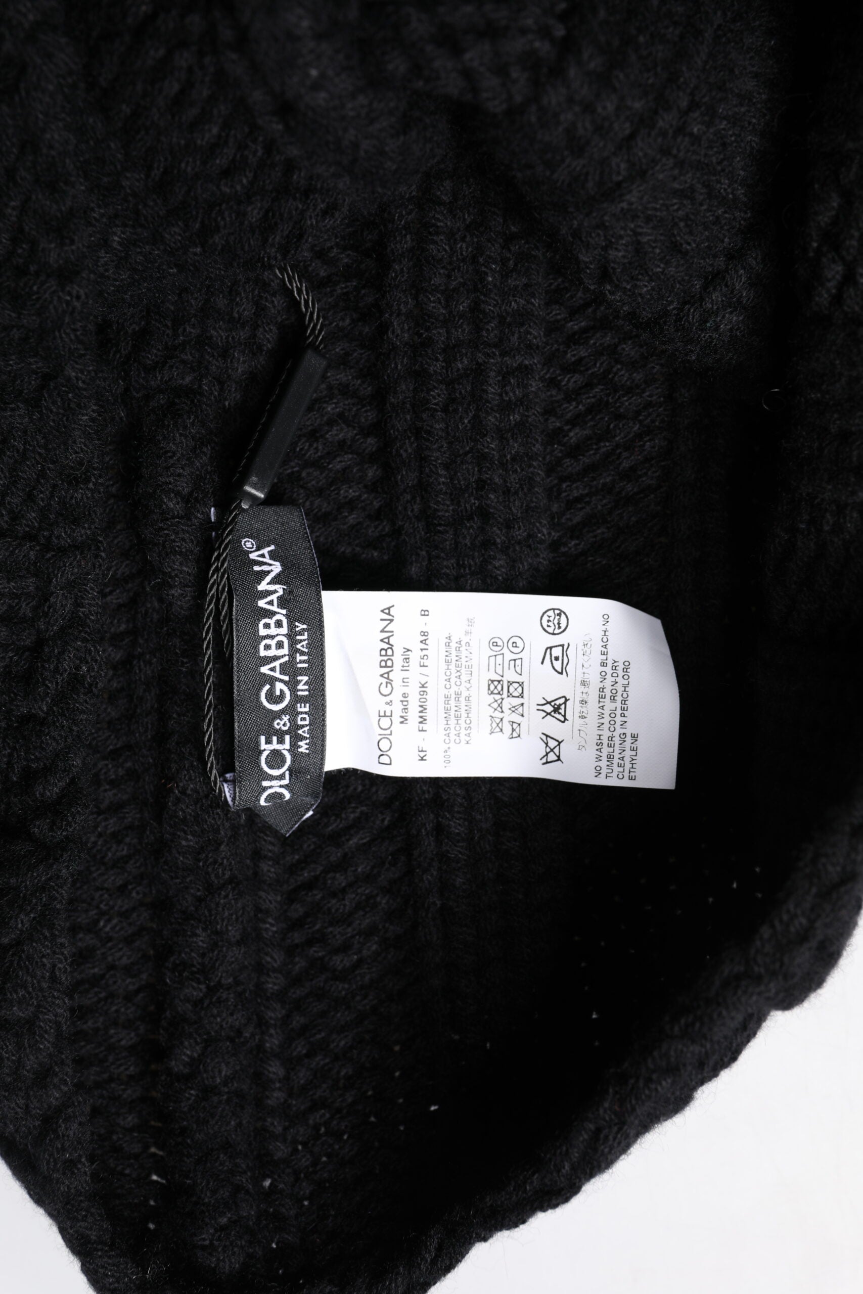 Dolce & Gabbana Black Cashmere Knitted Neck Warmer Foulard Scarf | Regal Royce