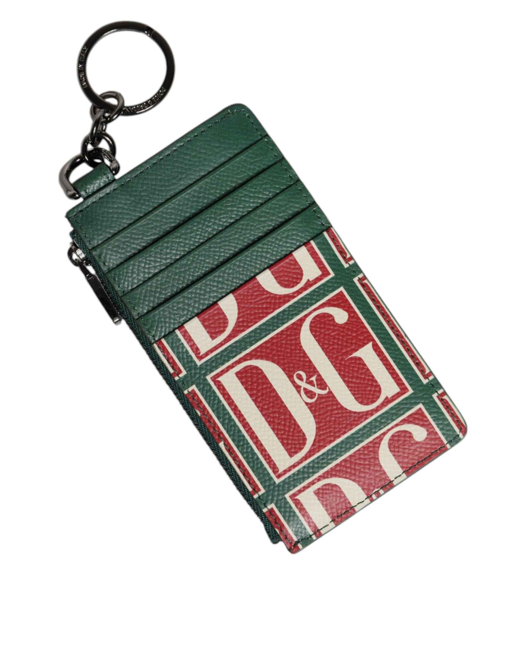 Dolce & Gabbana Green Calf Leather Logo Print Monogram Card Holder Wallet | Regal Royce
