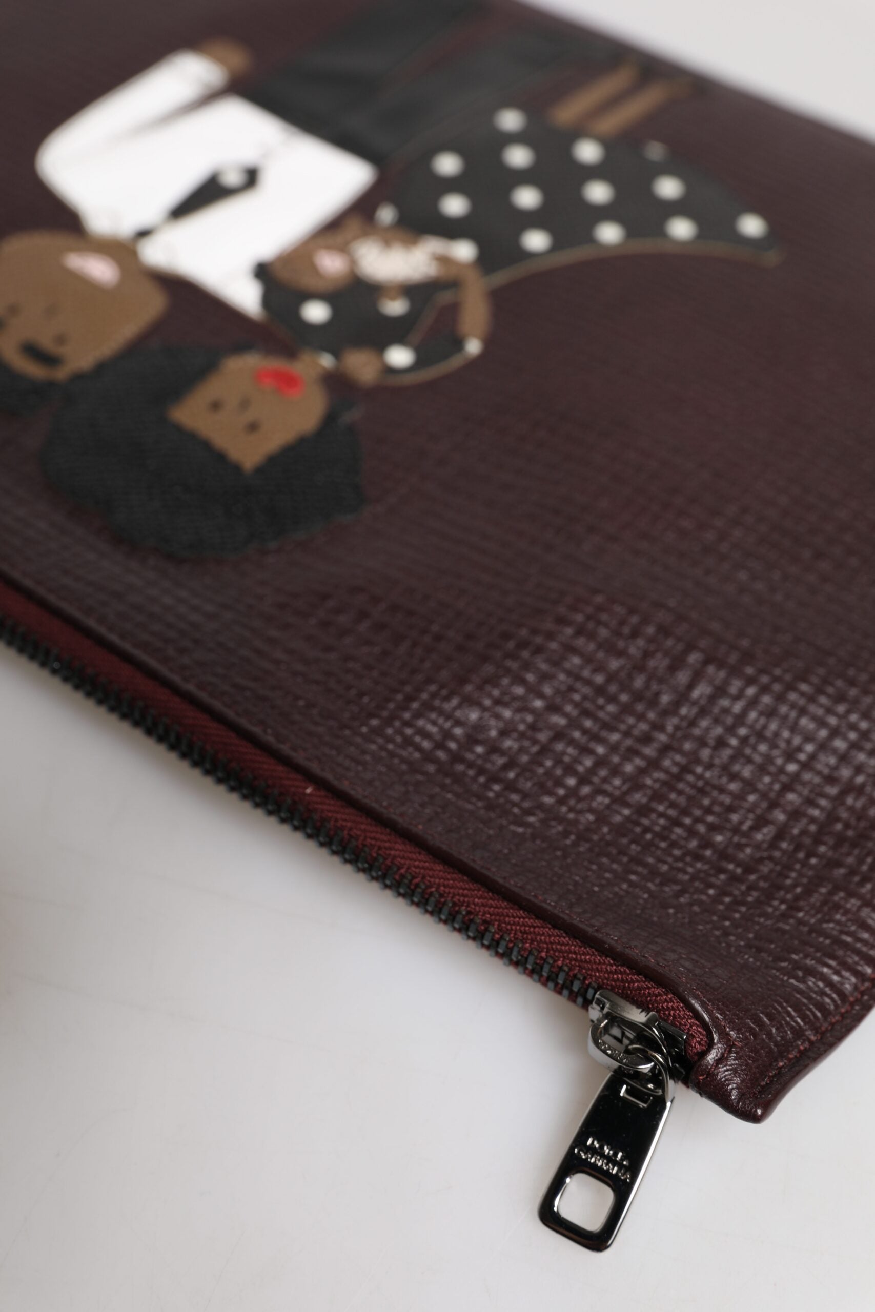 Dolce & Gabbana Brown Leather #DGFAMILY Embellished Men Clutch Pouch Bag | Regal Royce