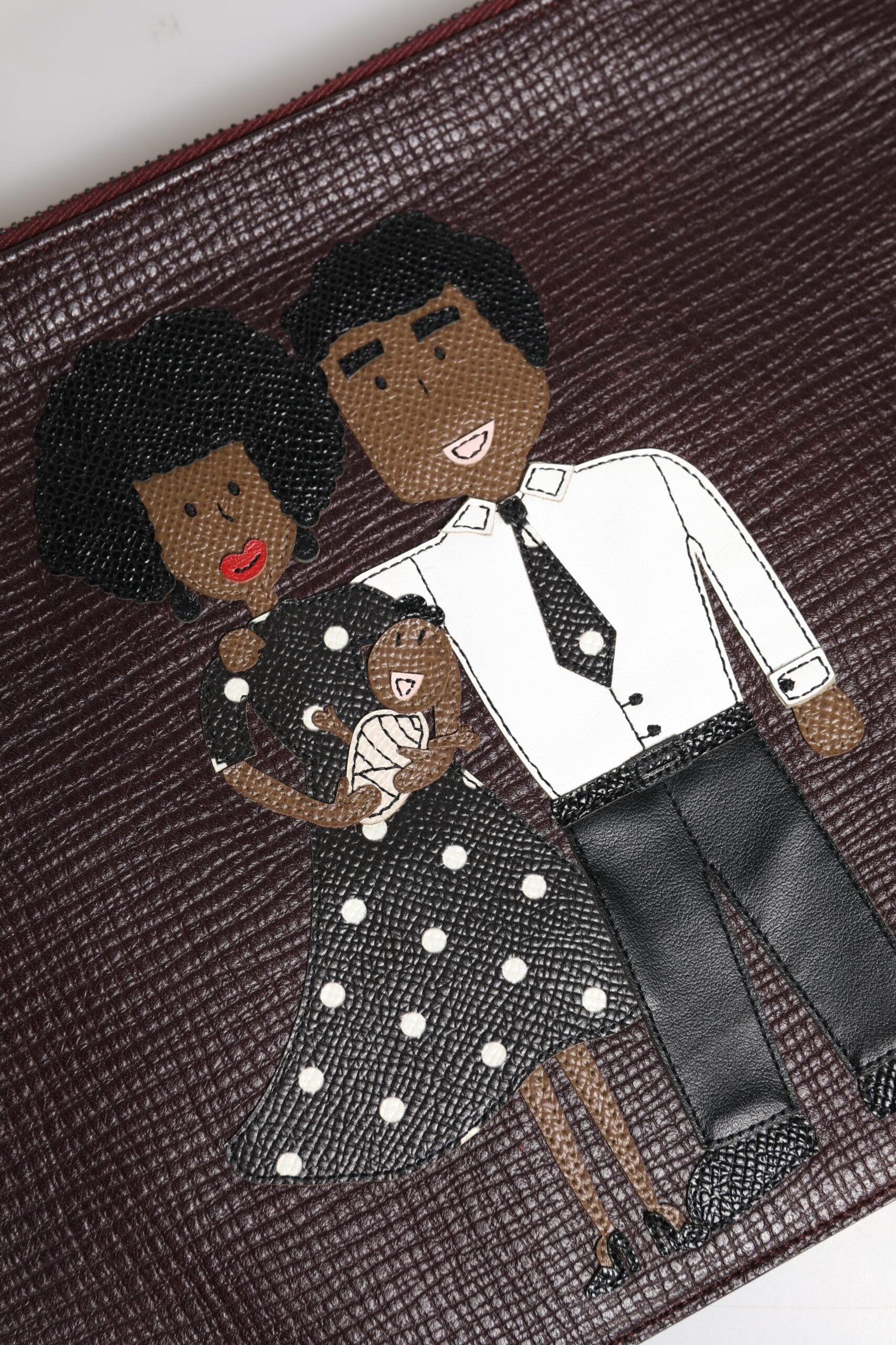 Dolce & Gabbana Brown Leather #DGFAMILY Embellished Men Clutch Pouch Bag | Regal Royce