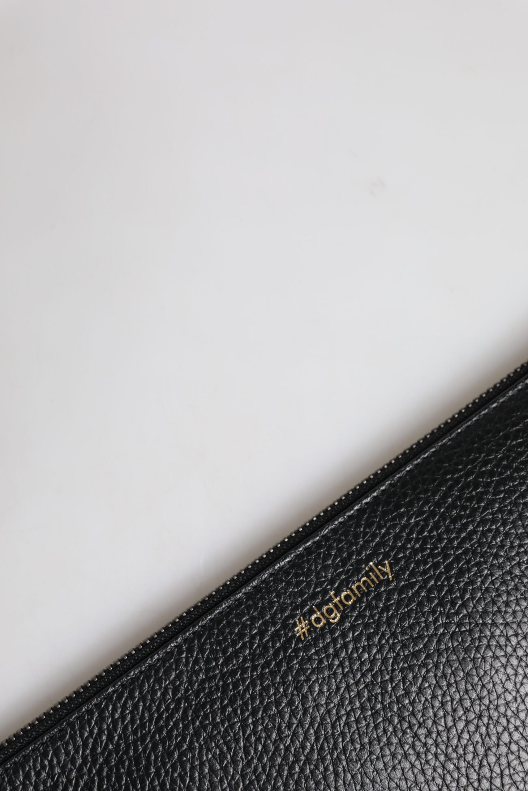 Dolce & Gabbana Black Leather #DGFAMILY Embellished Men Zip Pouch Bag | Regal Royce