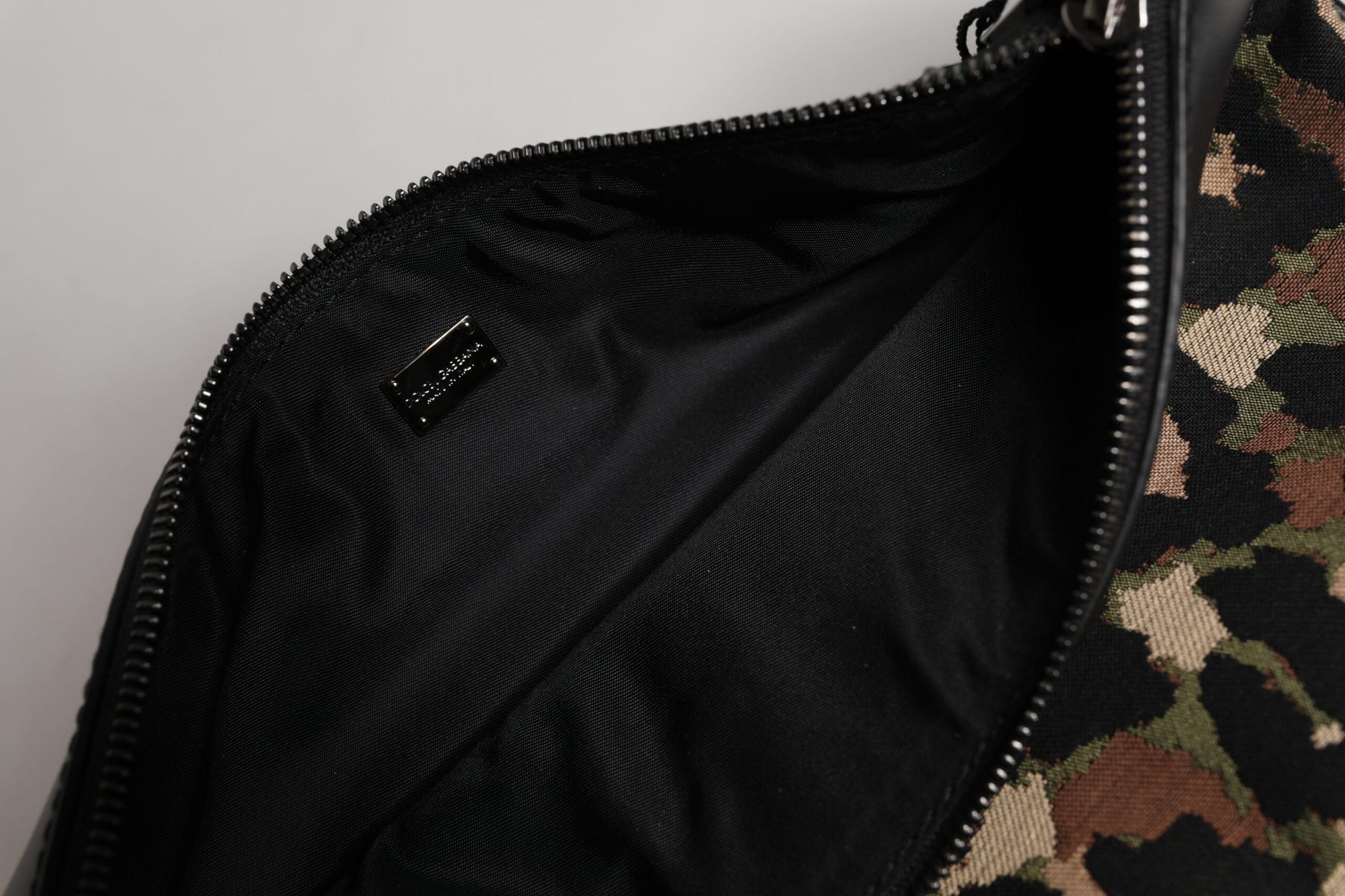 Dolce & Gabbana Multicolor Leopard Jacquard Print Logo Plaque Pouch Bag | Regal Royce