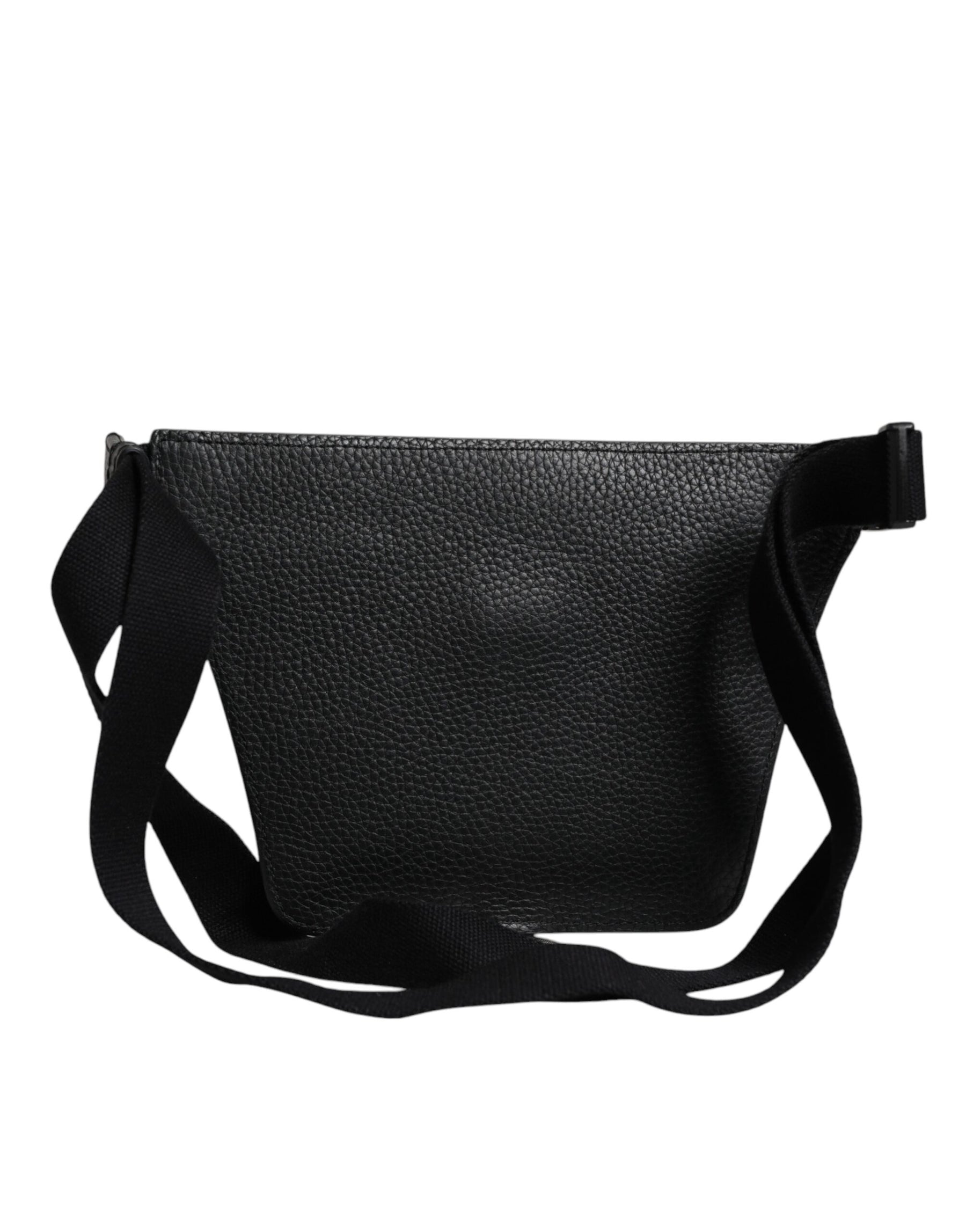 Dolce & Gabbana Black Calfskin Logo Plaque Belt Waist Men Fanny Pack Bag | Regal Royce
