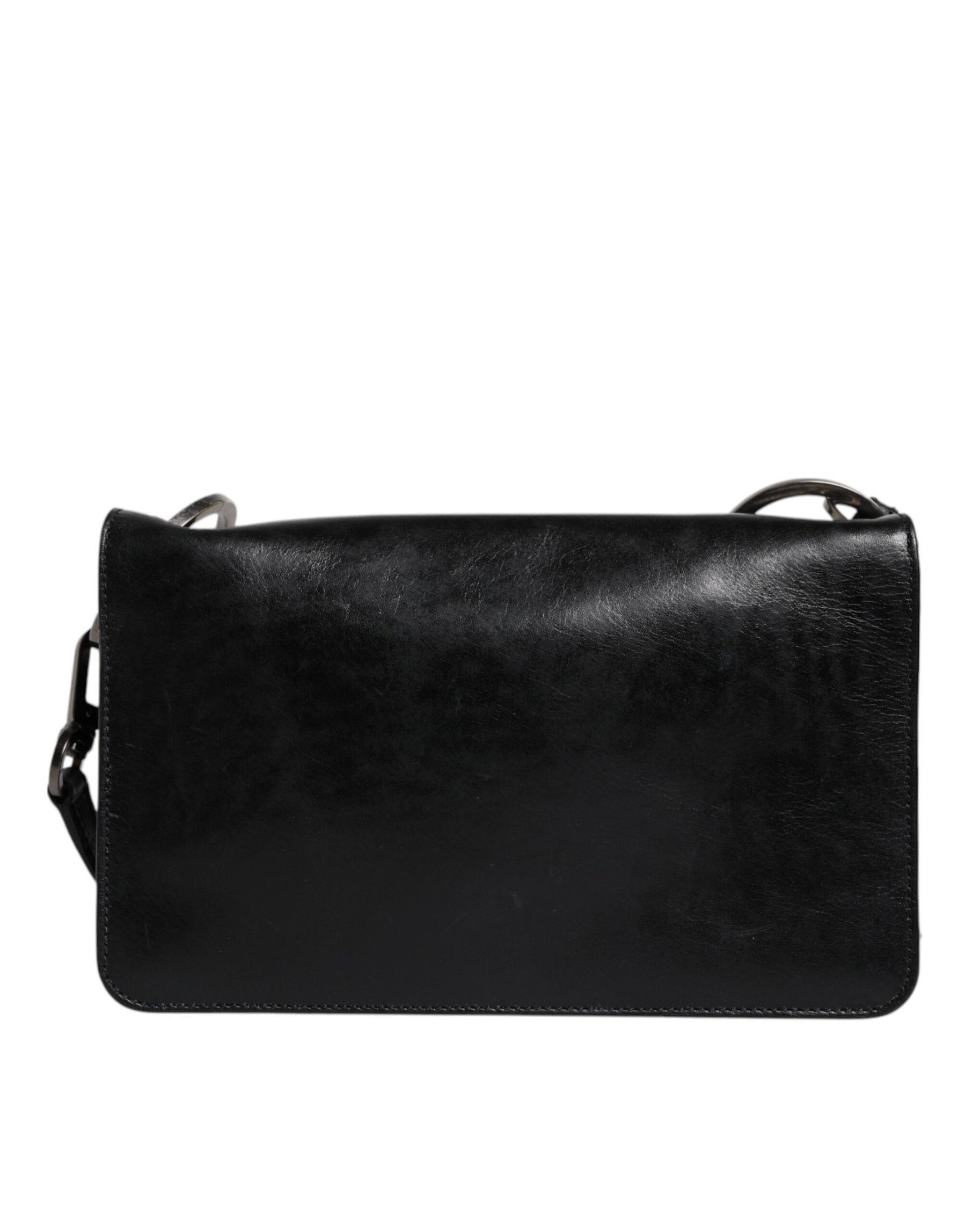 Dolce & Gabbana Black Leather Logo Purse Shoulder Crossbody Bag | Regal Royce