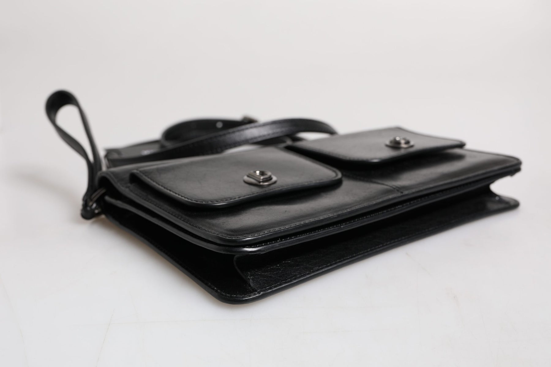 Dolce & Gabbana Black Leather Logo Purse Shoulder Crossbody Bag | Regal Royce