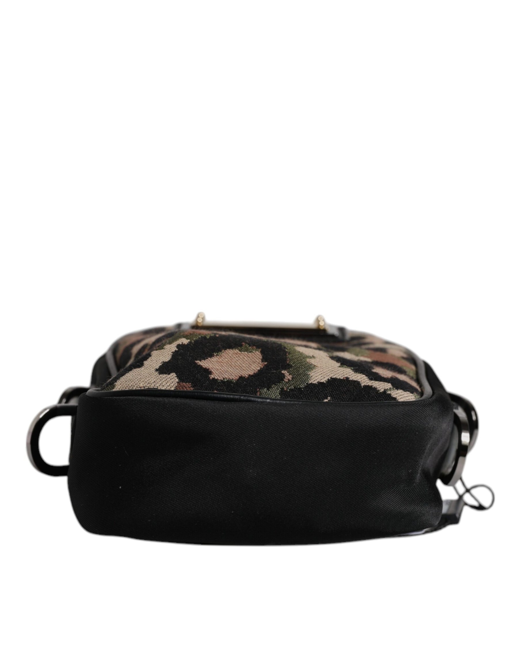 Dolce & Gabbana Multicolor Leopard Jacquard Logo Plaque Neck Strap Bag | Regal Royce