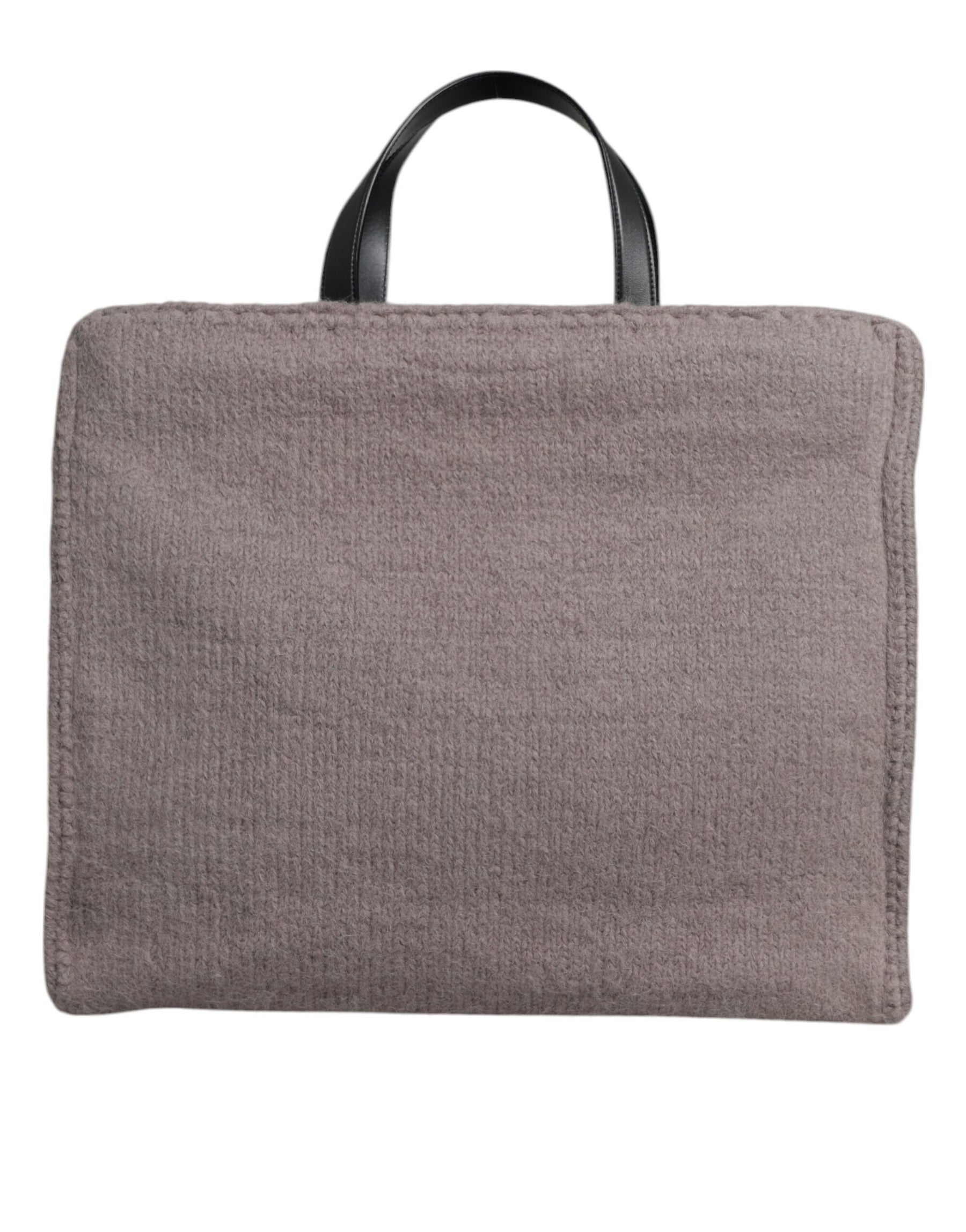 Dolce & Gabbana Grey Alpaca Wool Logo Plaque Tote Shoulder Bag | Regal Royce