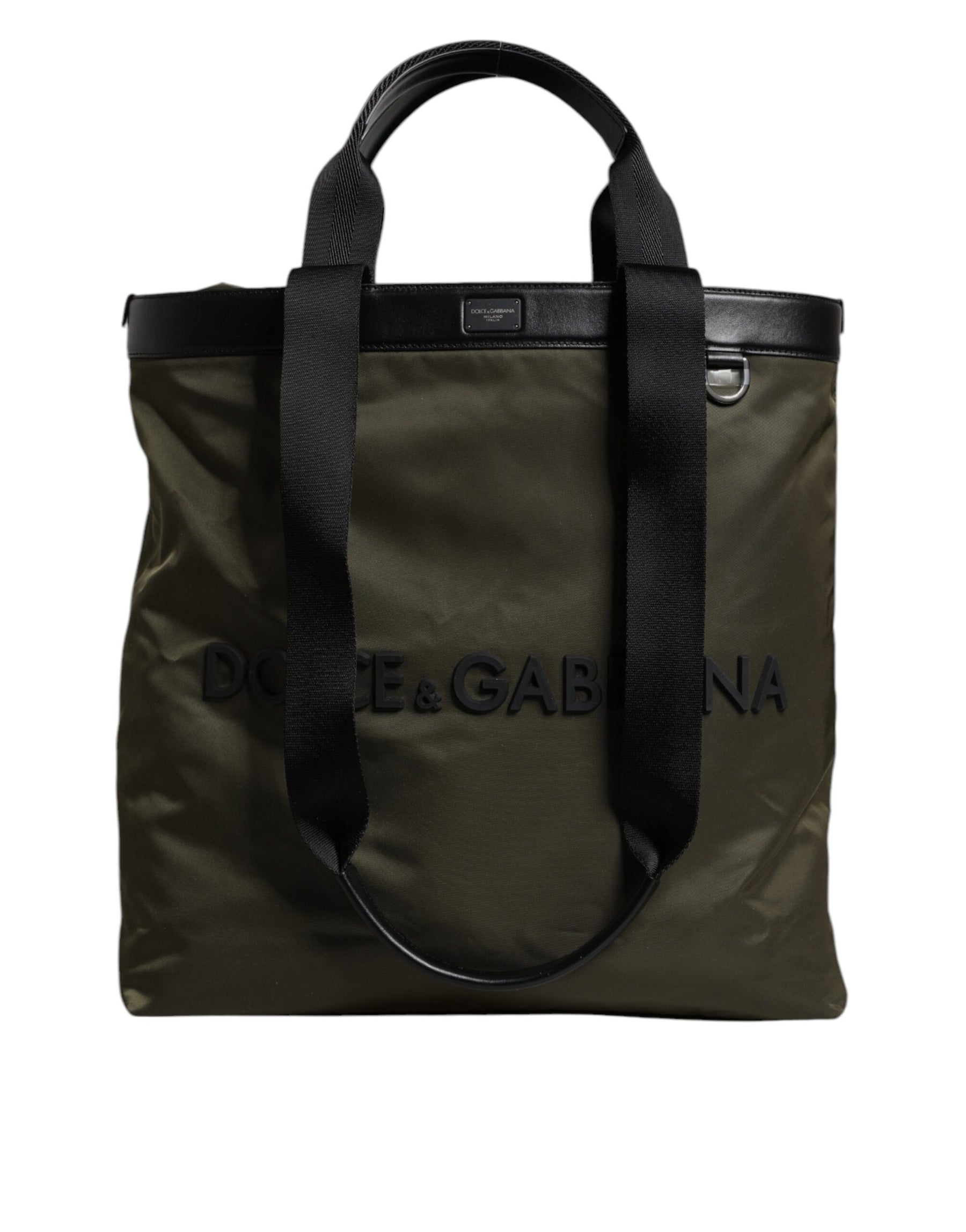 Dolce & Gabbana Military Green Nylon Shoulder Strap Tote Bag | Regal Royce