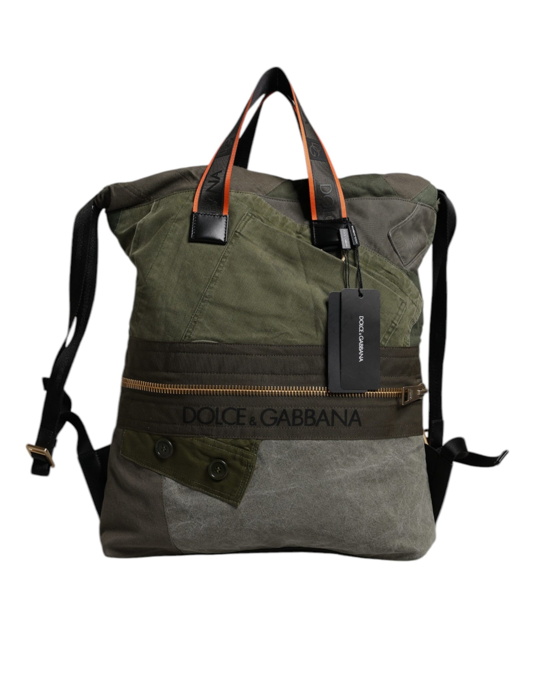 Dolce & Gabbana Military Green Patchwork Rucksack Backpack Bag | Regal Royce