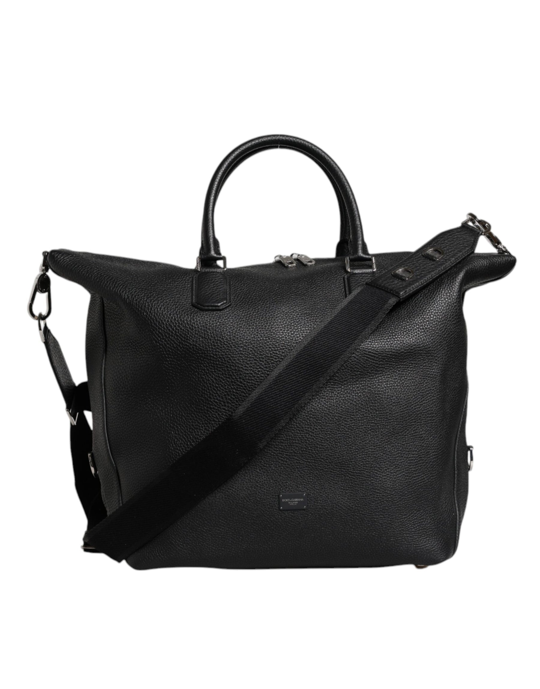 Dolce & Gabbana Black Calfskin Leather Hand Shoulder Duffle Bag | Regal Royce