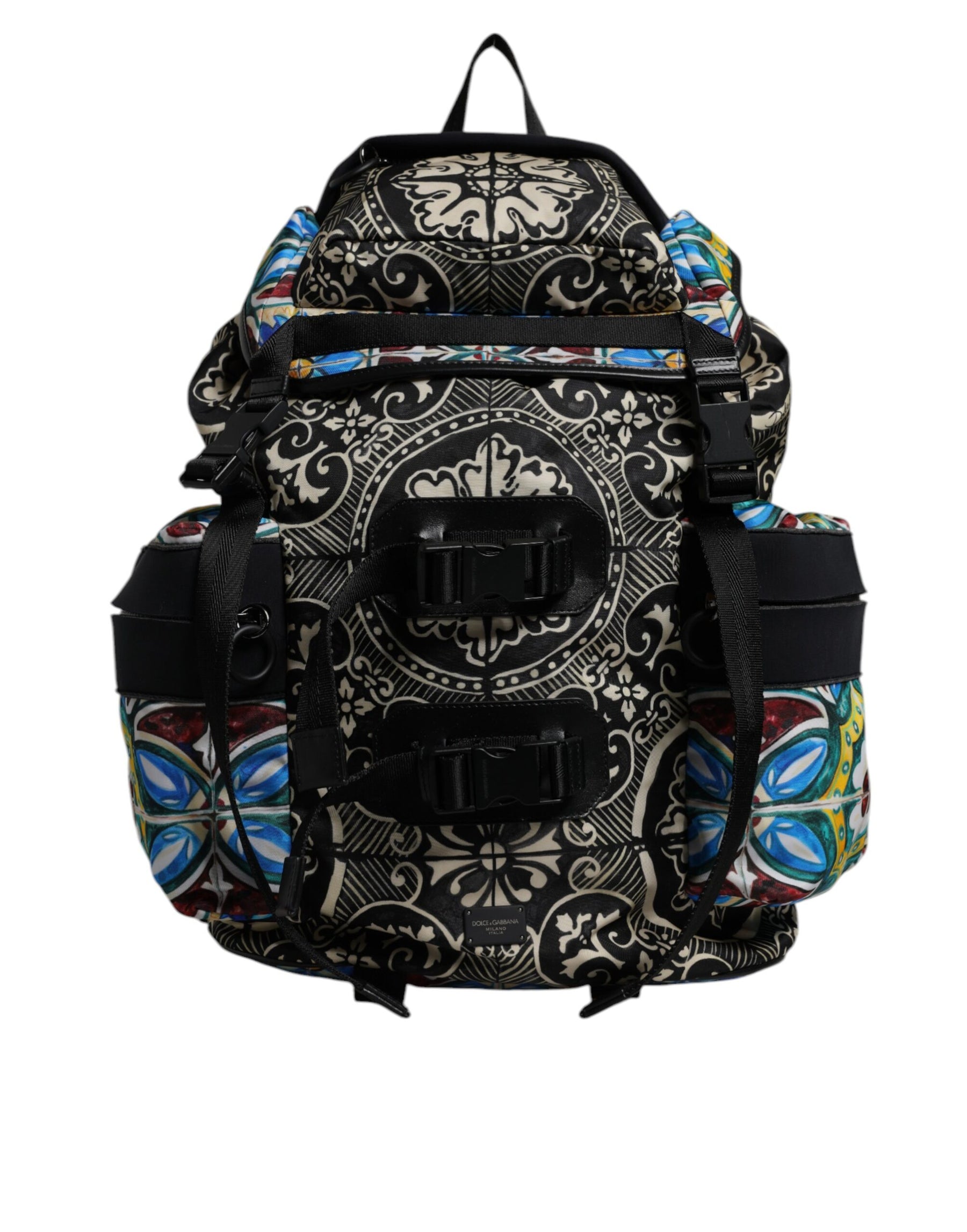 Dolce & Gabbana Multicolor Maiolica Print Nylon Backpack Bag | Regal Royce
