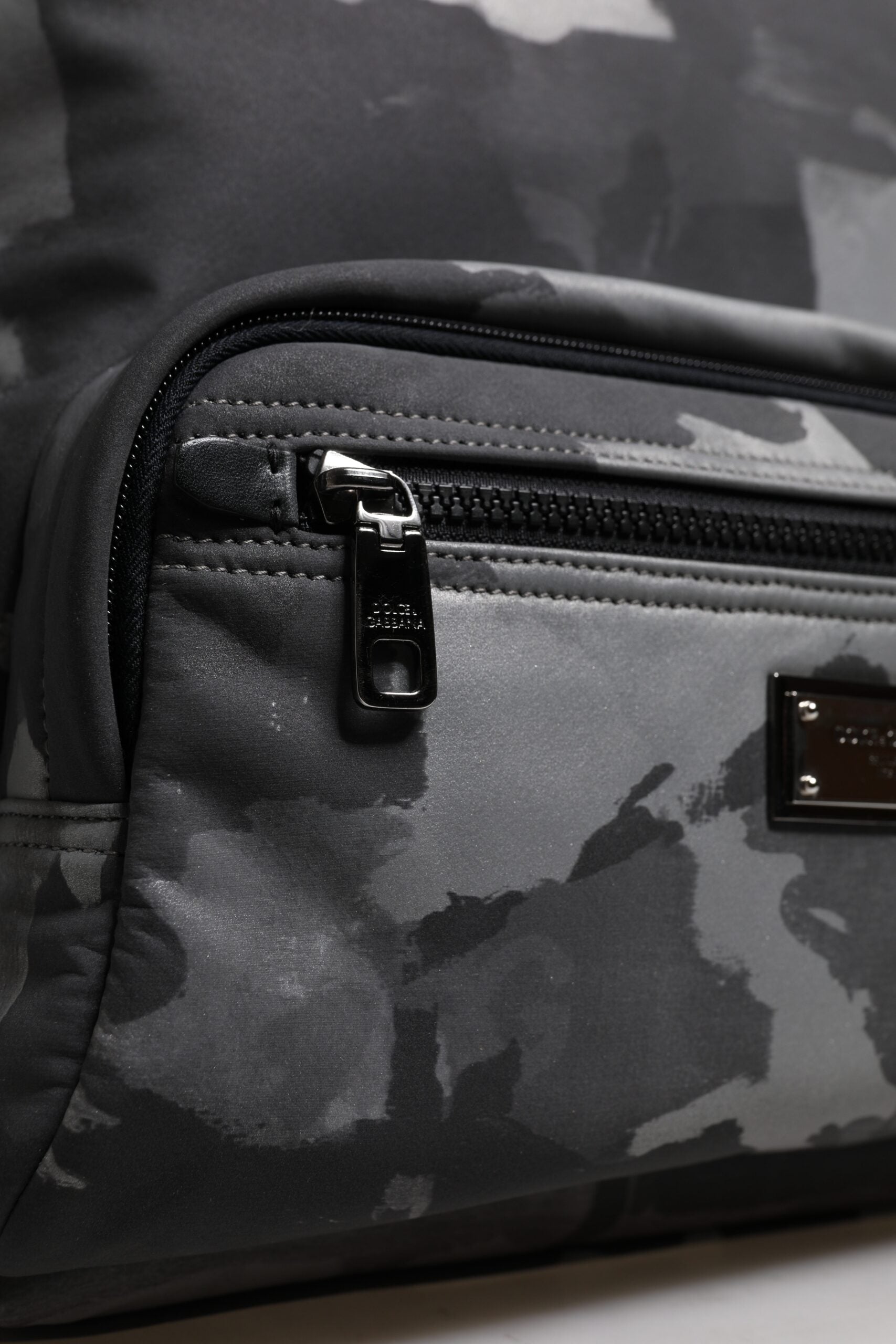 Dolce & Gabbana Gray Cotton Camouflage Logo Plaque Backpack Bag | Regal Royce