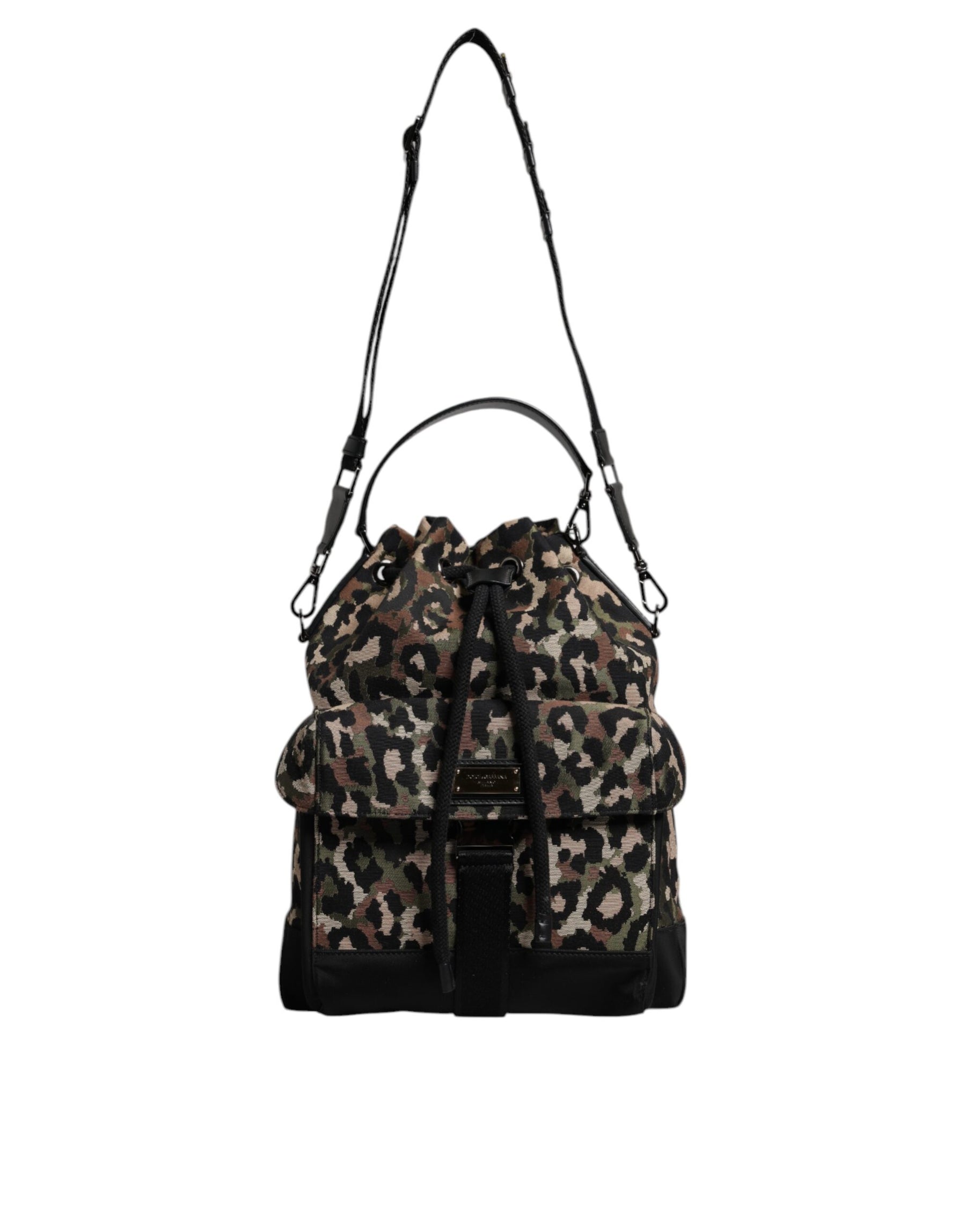 Dolce & Gabbana Multicolor Leopard Cotton Shoulder Bucket Bag | Regal Royce