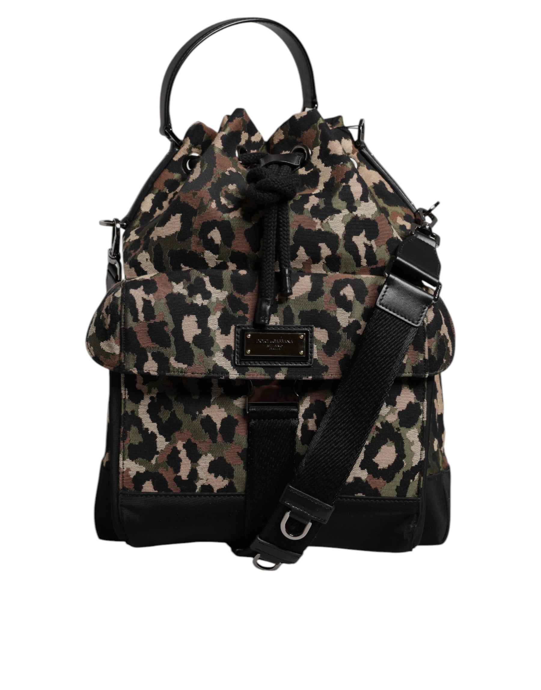Dolce & Gabbana Multicolor Leopard Cotton Shoulder Bucket Bag | Regal Royce