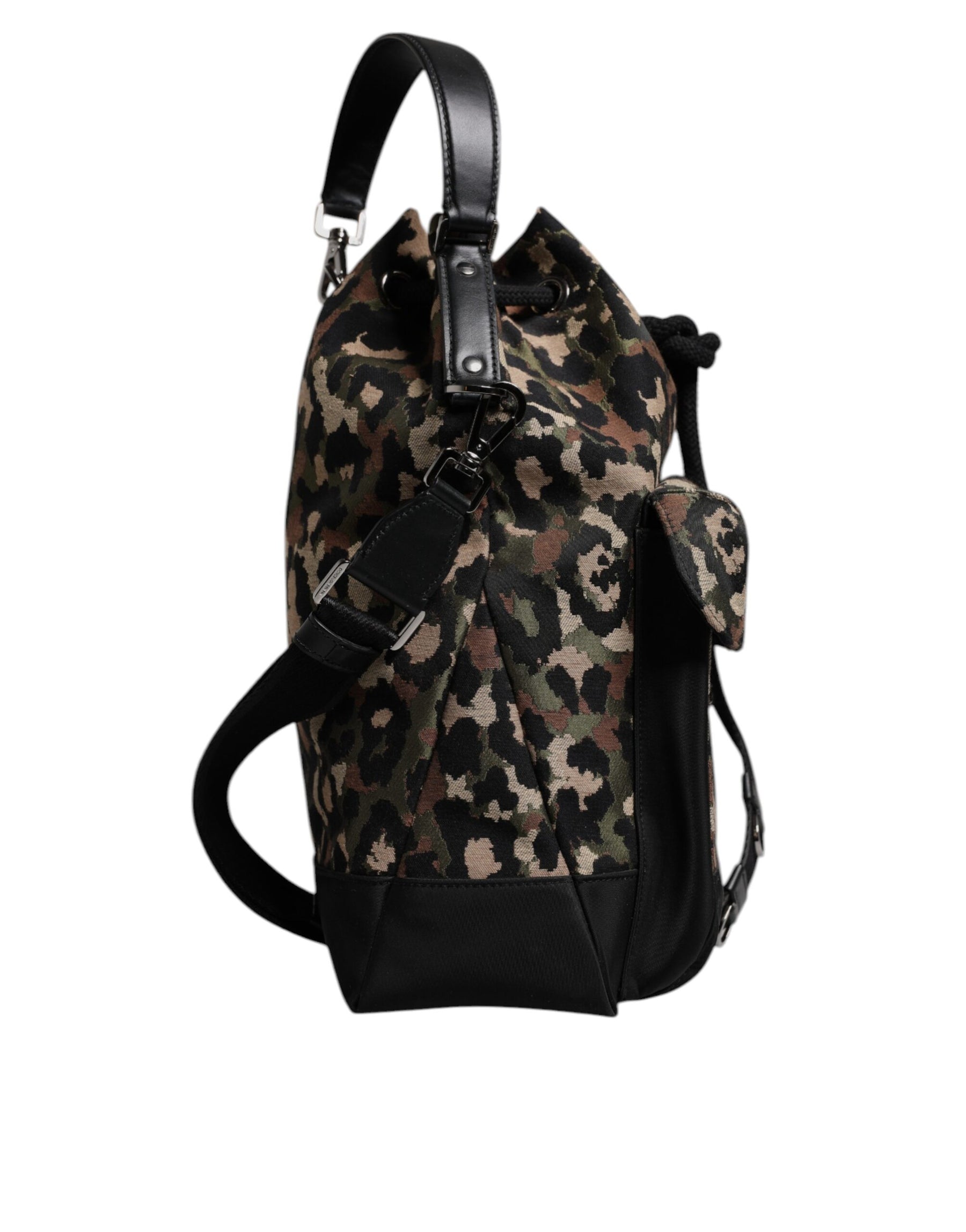 Dolce & Gabbana Multicolor Leopard Cotton Shoulder Bucket Bag | Regal Royce
