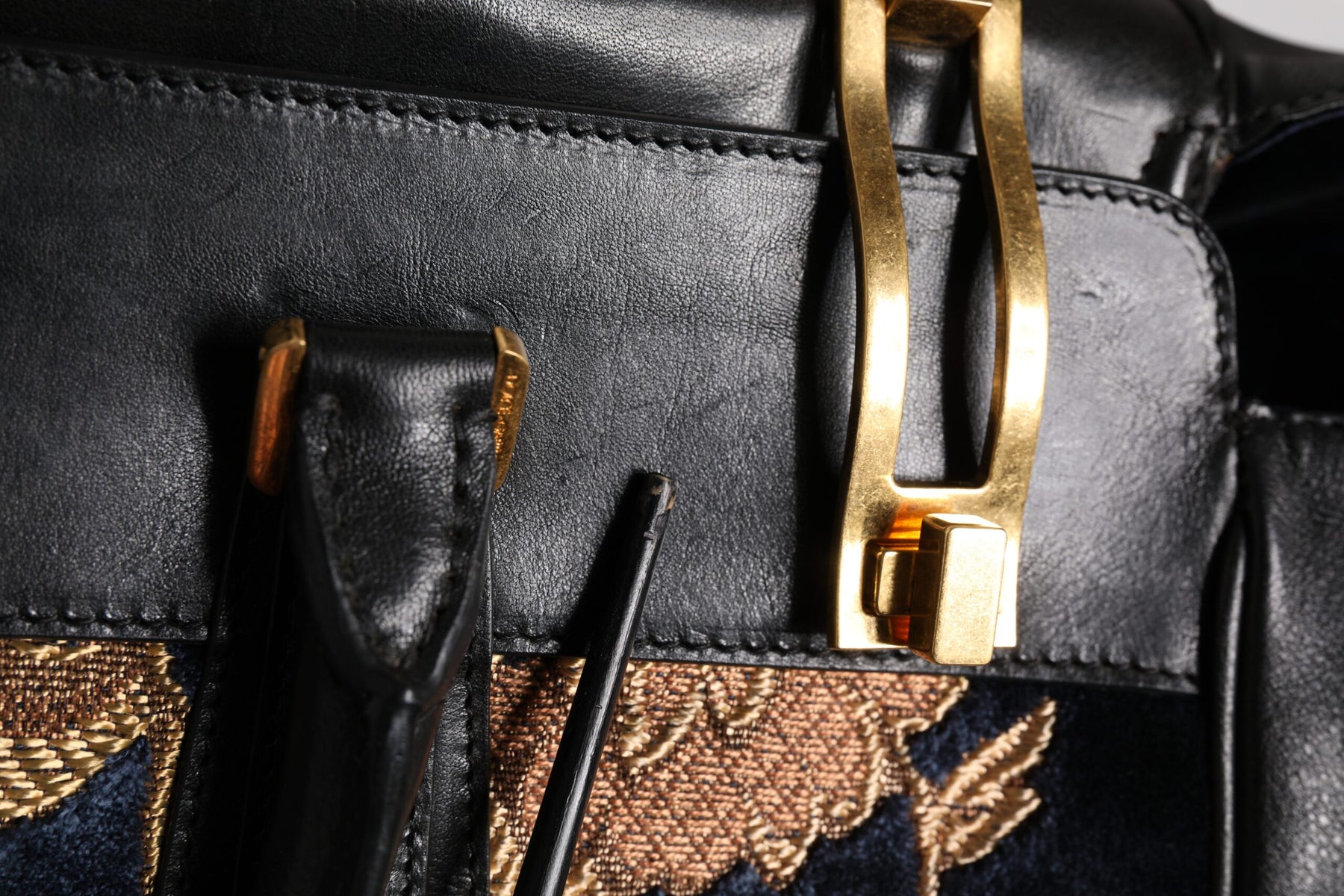 Dolce & Gabbana Black Floral Jacquard Handbag Shoulder Tote Bag | Regal Royce