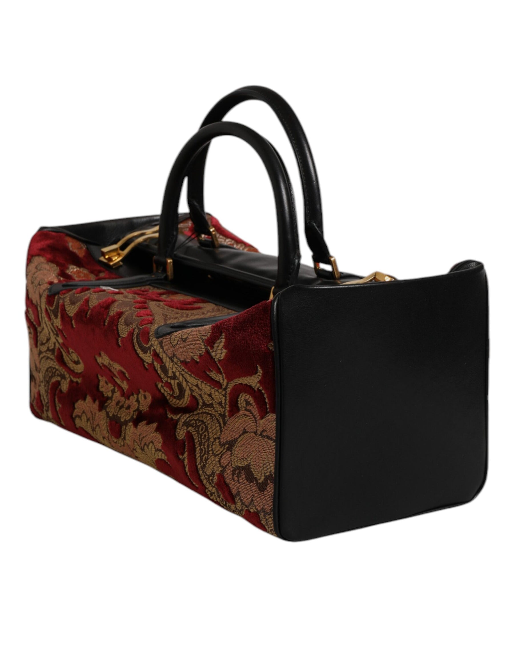 Dolce & Gabbana Multicolor Leather Brocade Velvet Travel Duffle Tote Bag | Regal Royce
