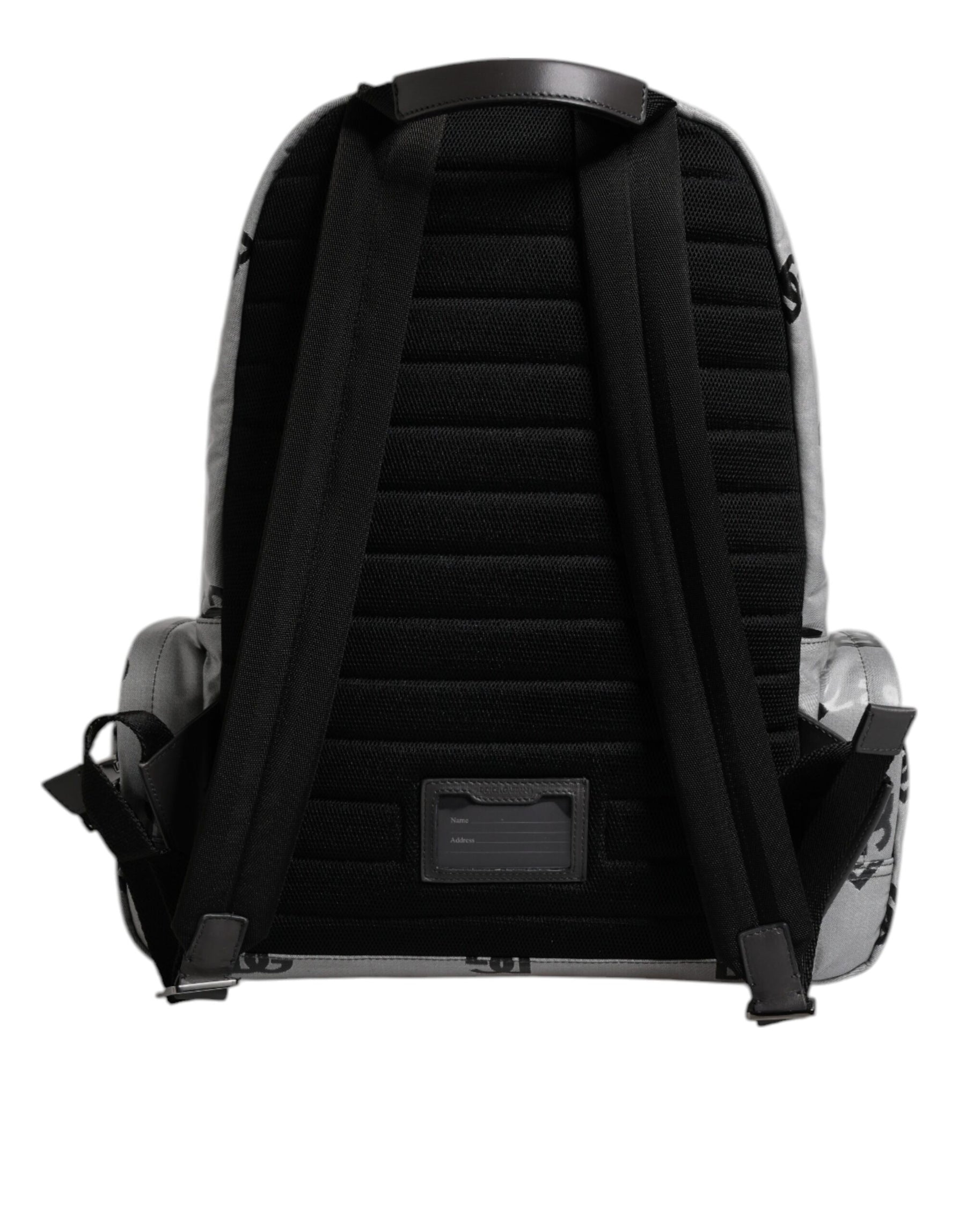 Dolce & Gabbana Polyester Gray Black DG Logo Plaque Backpack Bag | Regal Royce