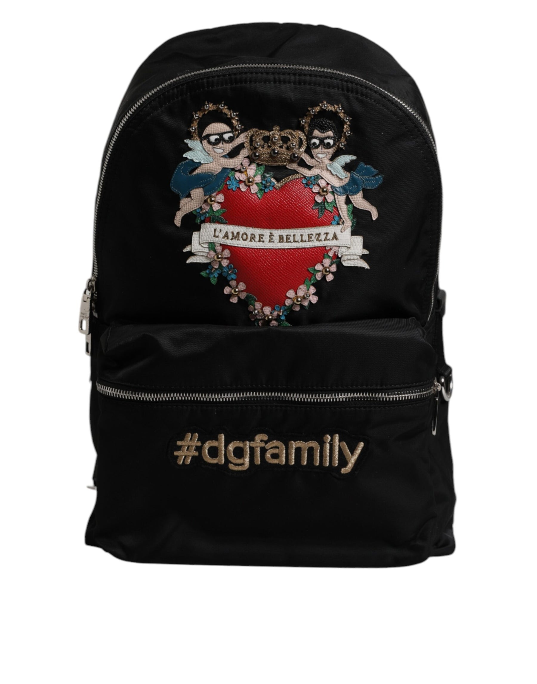 Dolce & Gabbana Black Nylon #DGFAMILY Embellished Backpack VULCANO Bag | Regal Royce