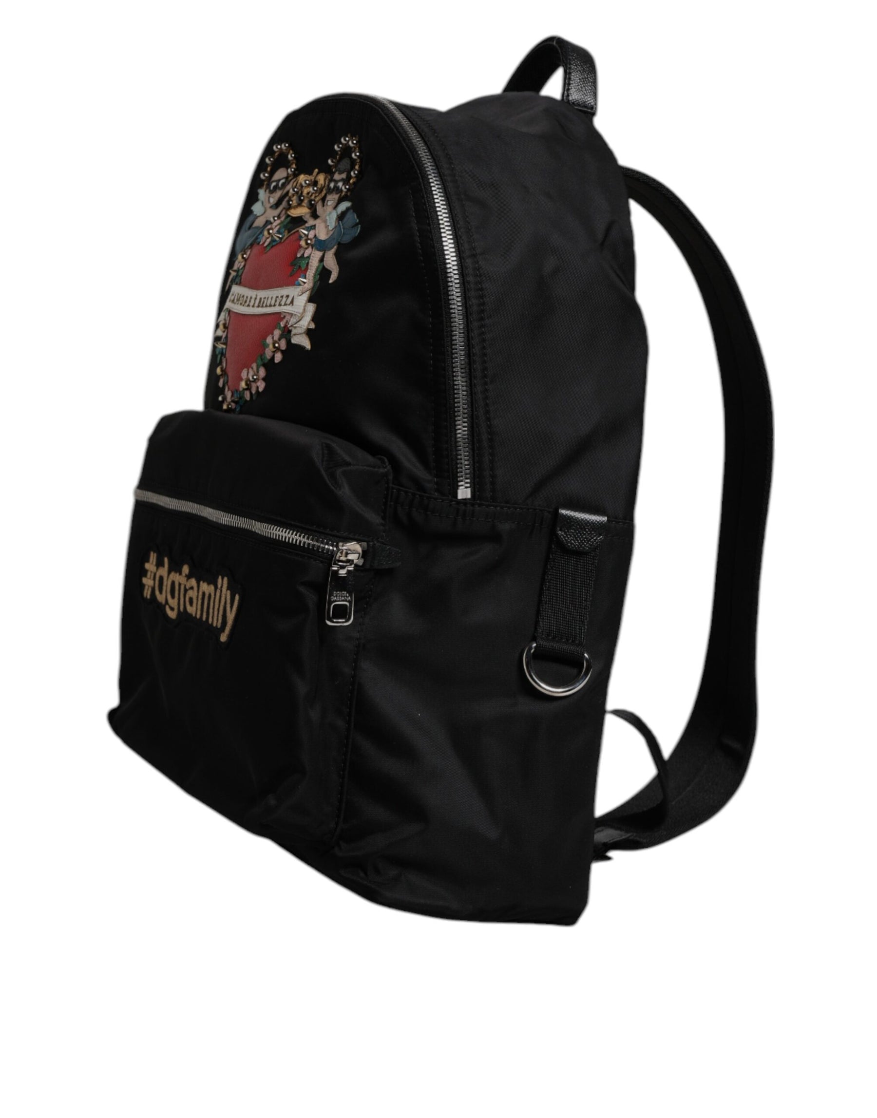 Dolce & Gabbana Black Nylon #DGFAMILY Embellished Backpack VULCANO Bag | Regal Royce