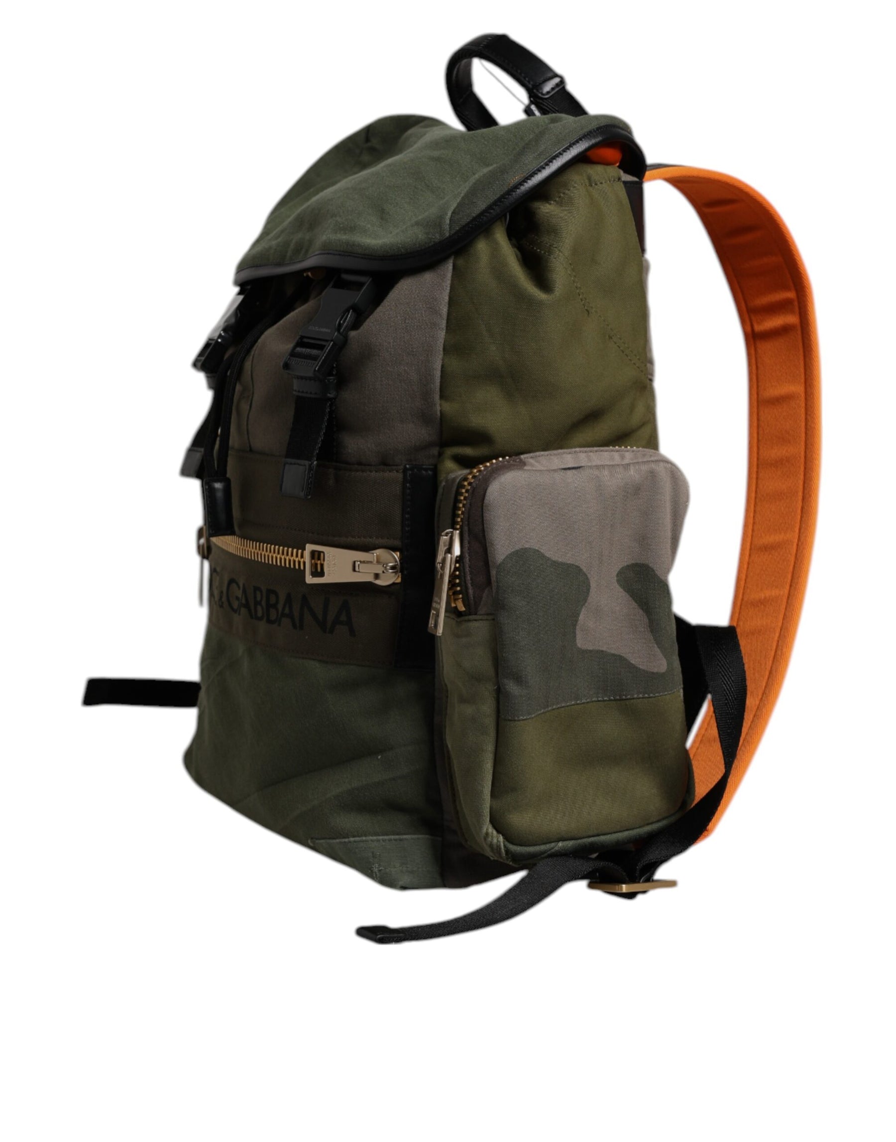 Dolce & Gabbana Military Green Patchwork Travel Backpack Bag | Regal Royce