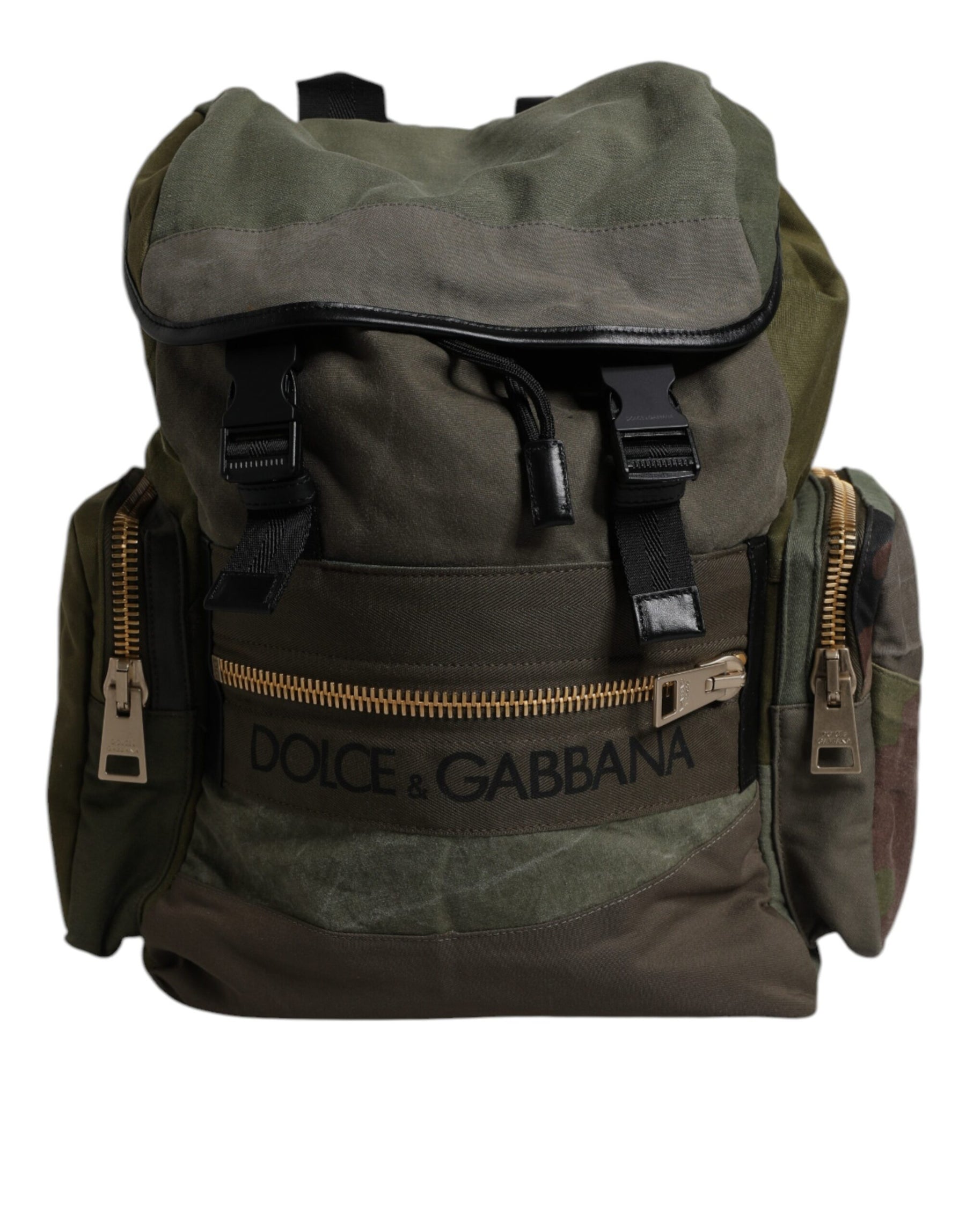 Dolce & Gabbana Military Green Patchwork School Backpack Bag | Regal Royce