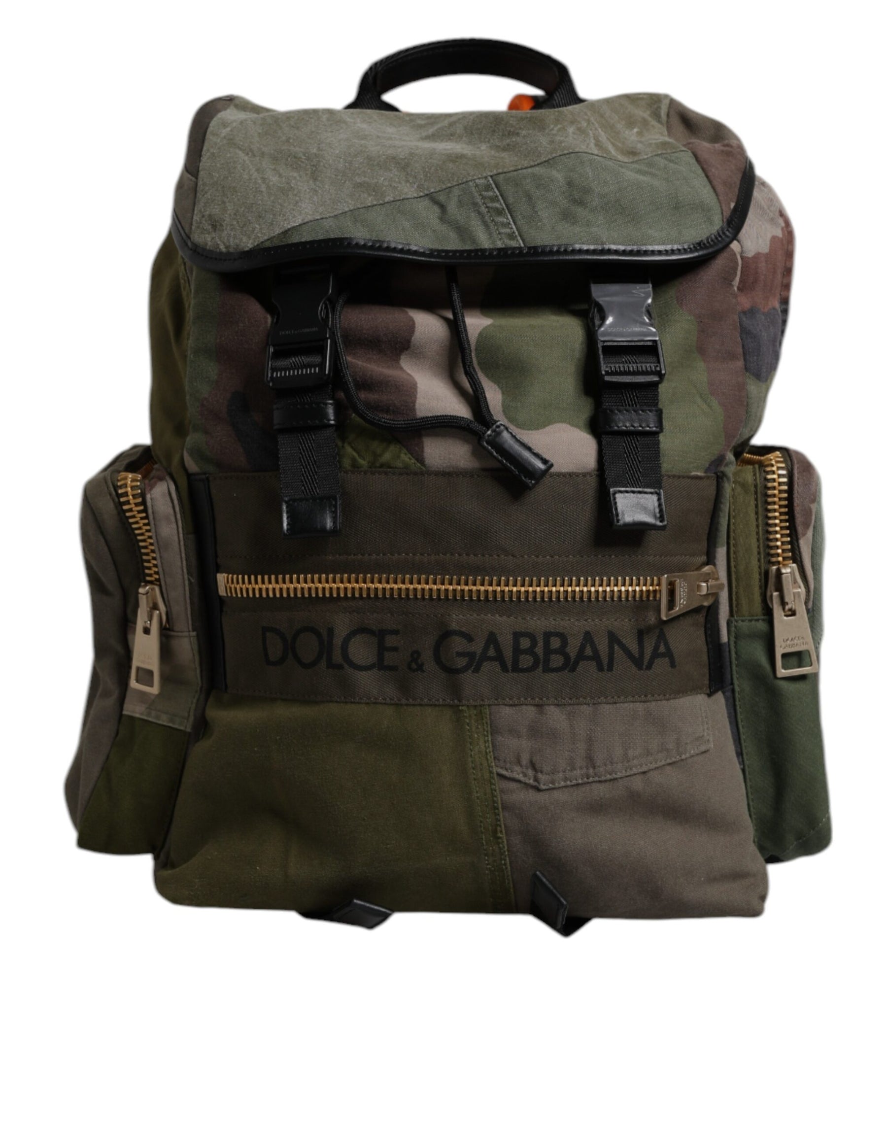 Dolce & Gabbana Military Green Patchwork School Backpack Bag | Regal Royce