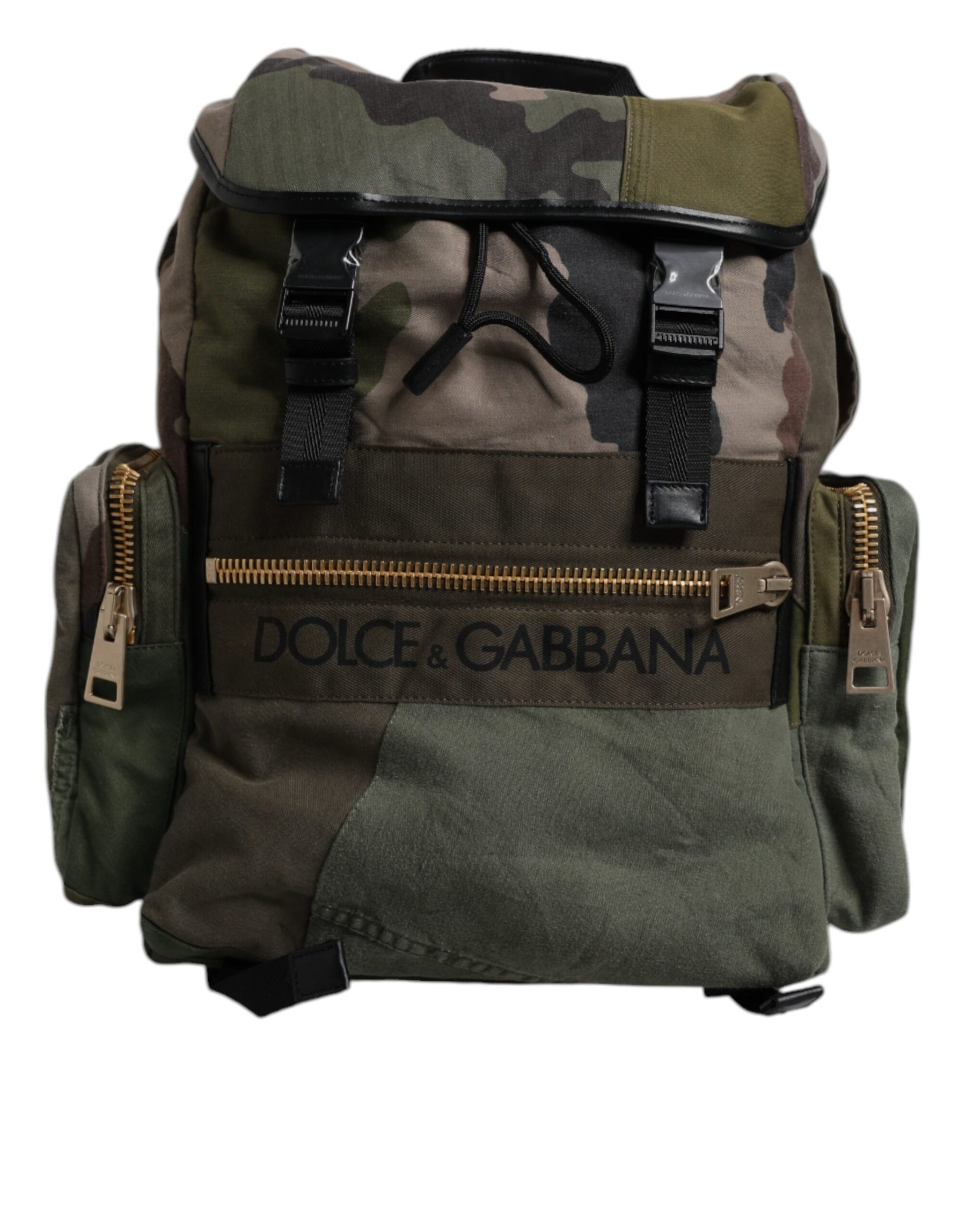 Dolce & Gabbana Military Green Patchwork Travel Backpack Bag | Regal Royce