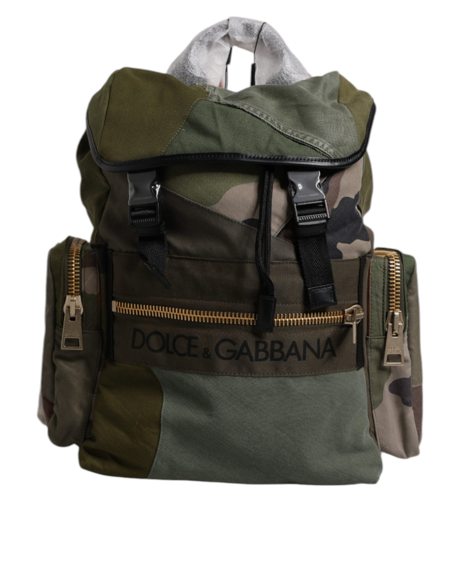 Dolce & Gabbana Military Green Patchwork Travel Backpack Bag | Regal Royce